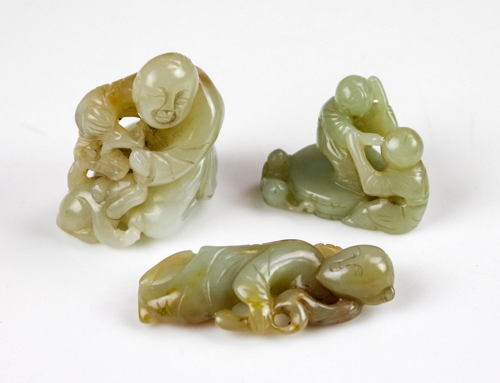 (3) Chinese Carved Jade Figures (1 of 1)