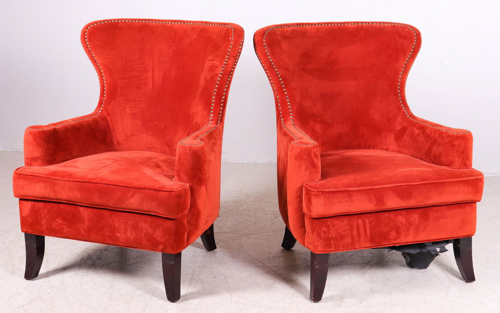 Pair Contemporary Velvet upholstered lounge chairs (1 of 1)