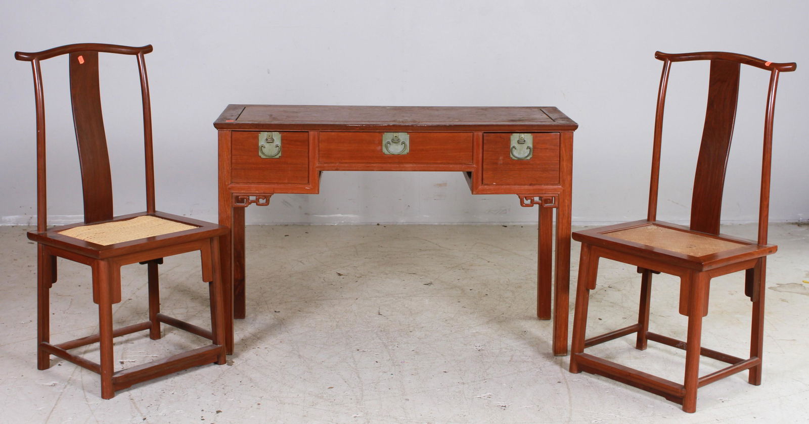 Elmwood Asian style desk, pair Asian style side chairs (1 of 4)