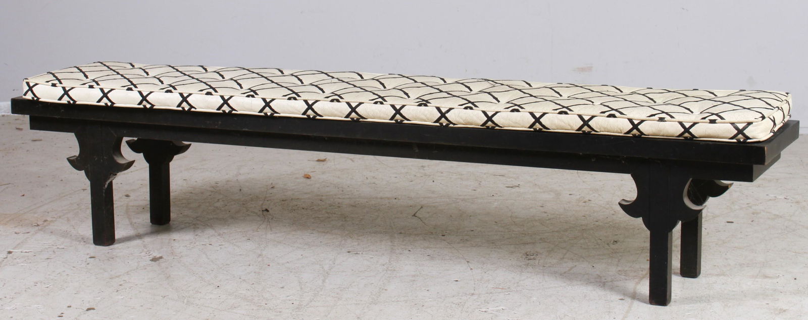 Asian style ebonized fireside bench (1 of 3)