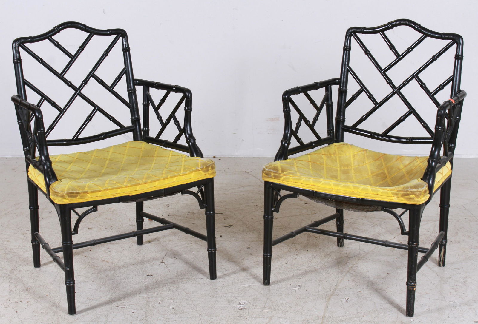 Pair Ebonized bamboo form armchairs (1 of 4)