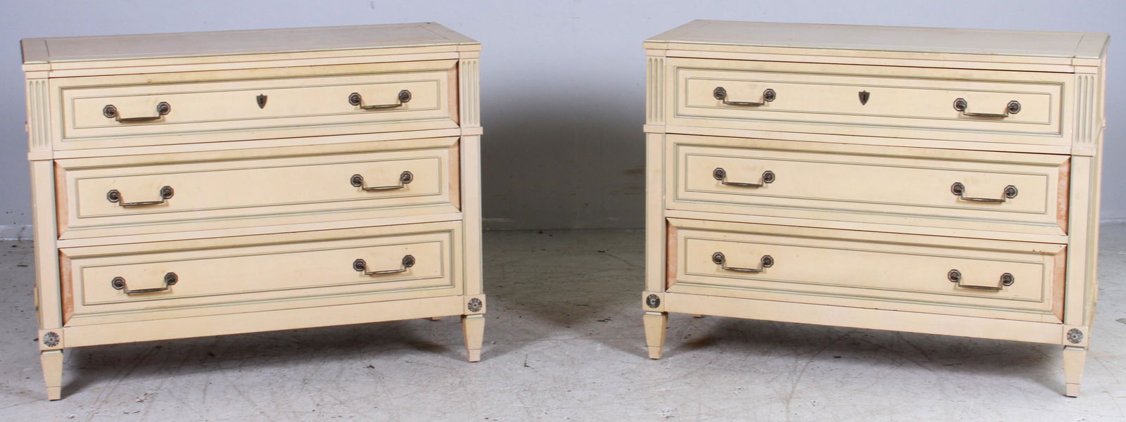 Pair Dixon Powdermaker French style 3-drawer chests (1 of 6)