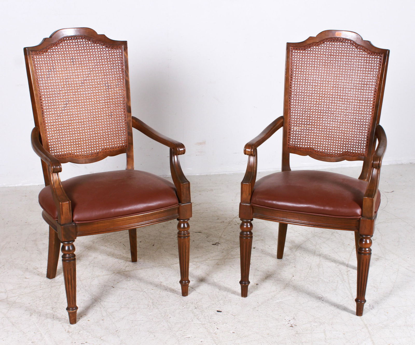 Pair Ethan Allen Louis XVI style caned armchairs (1 of 1)
