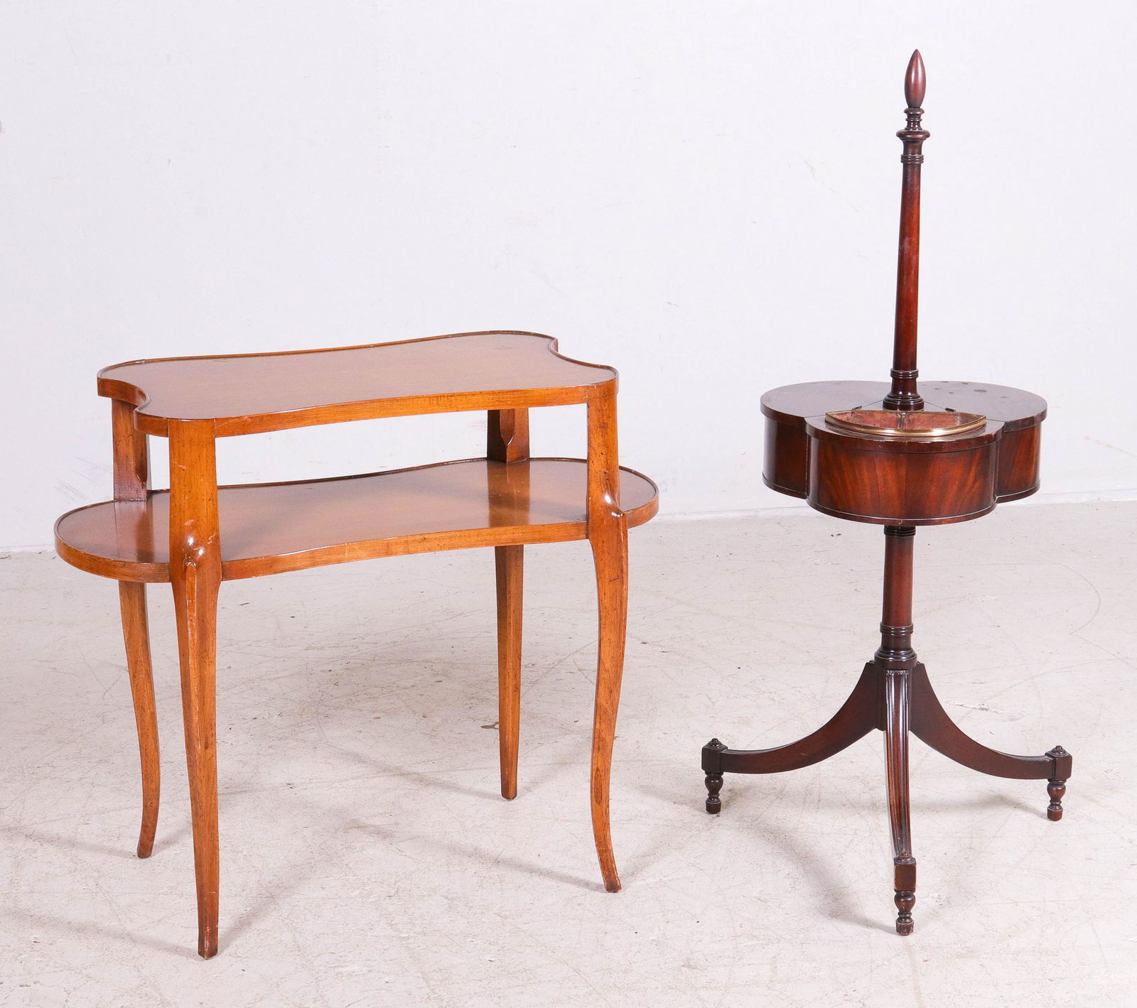 2-tier side table, mahogany pedestal plant stand (1 of 1)