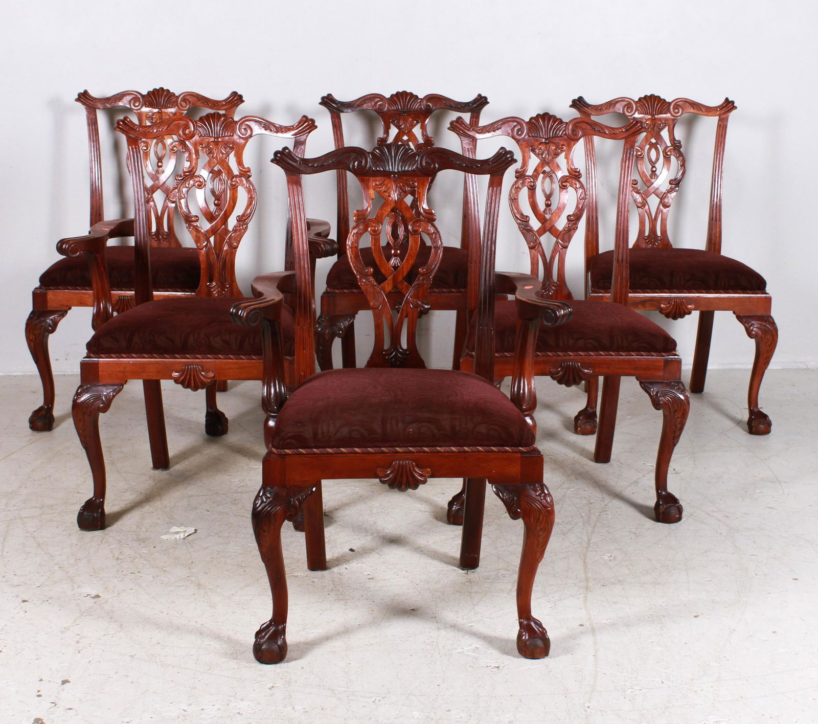 (6) Chippendale style mahogany dining chairs (1 of 2)