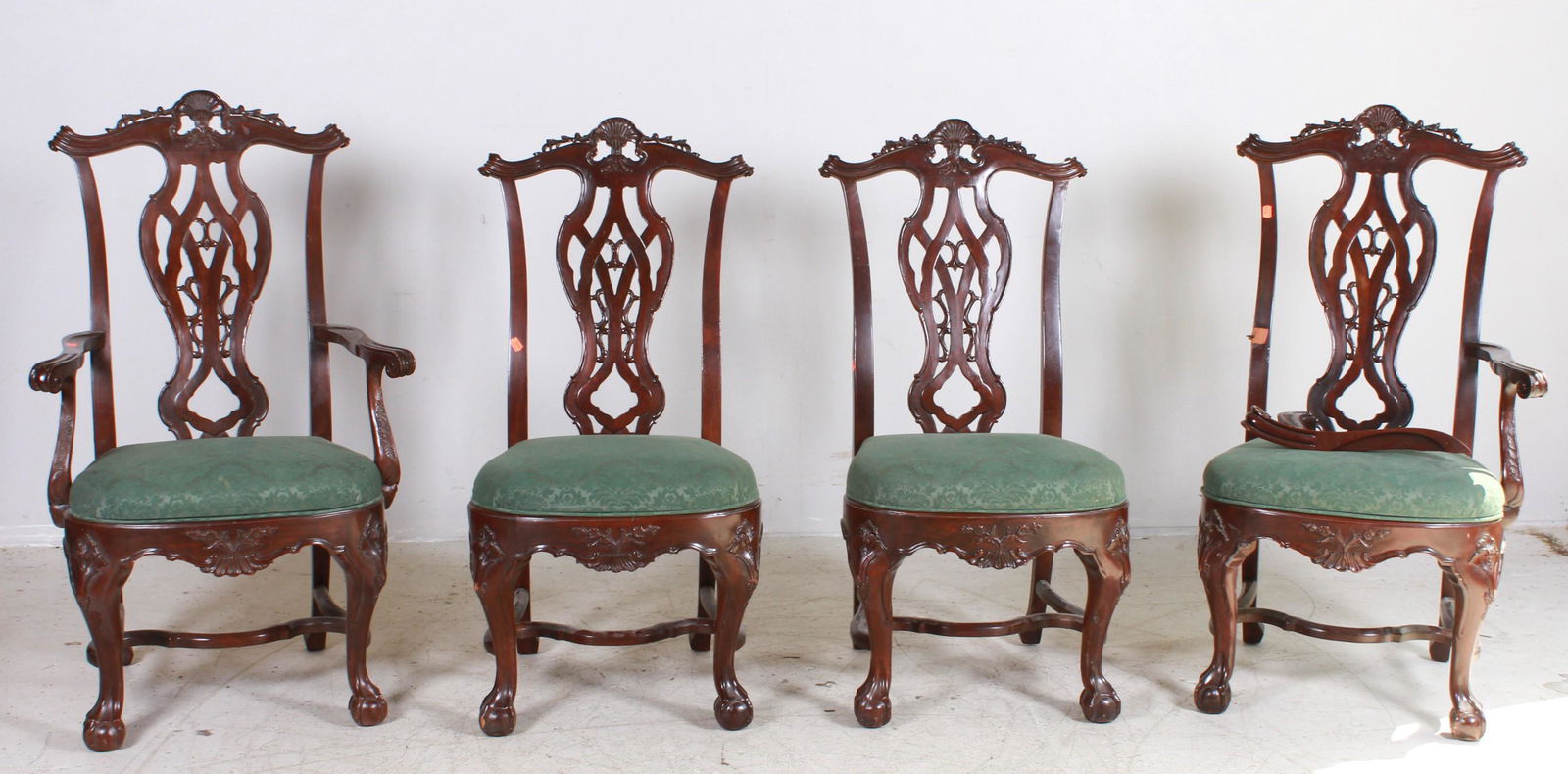 (4) Chippendale style mahogany dining chairs (1 of 2)
