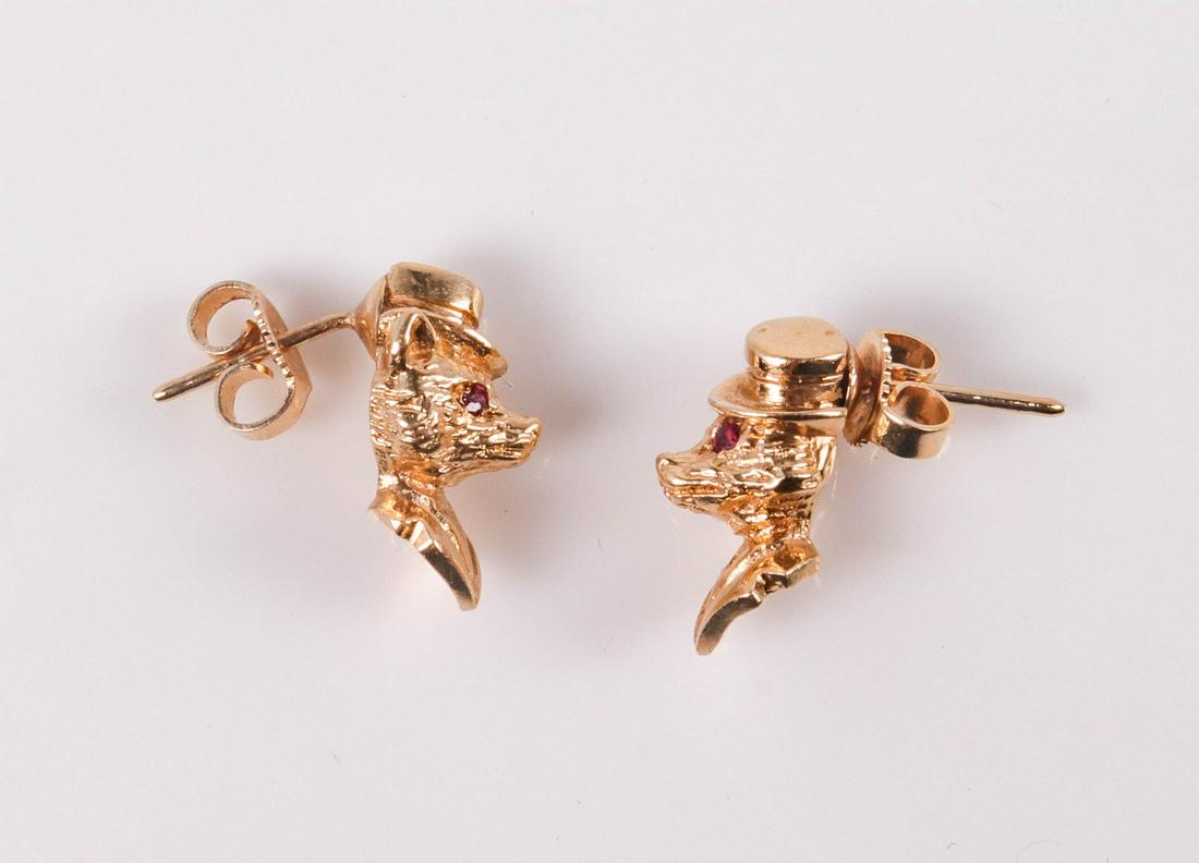 14K YG Mr. Fox Earrings (1 of 3)