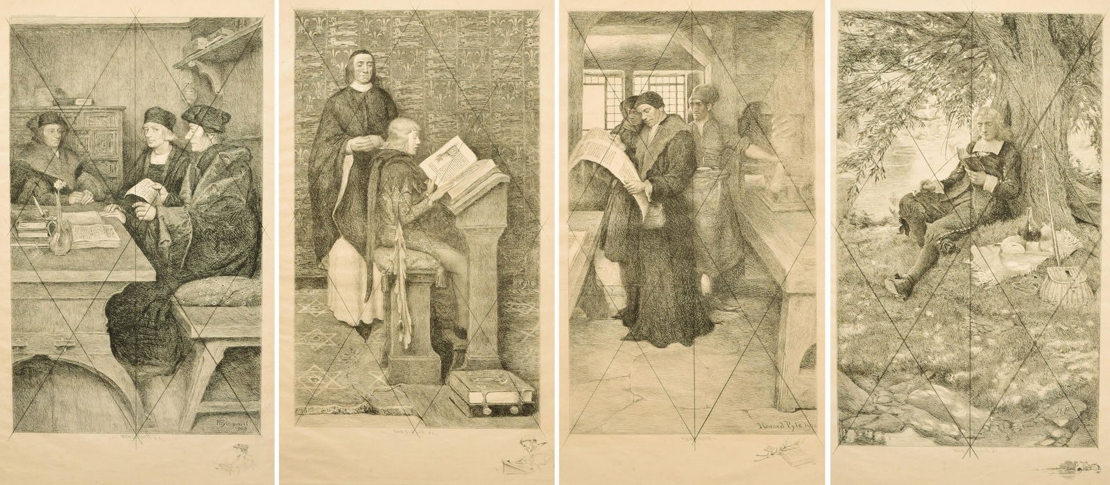 (4) WHW Bicknell Etchings After Howard Pyle (1 of 5)