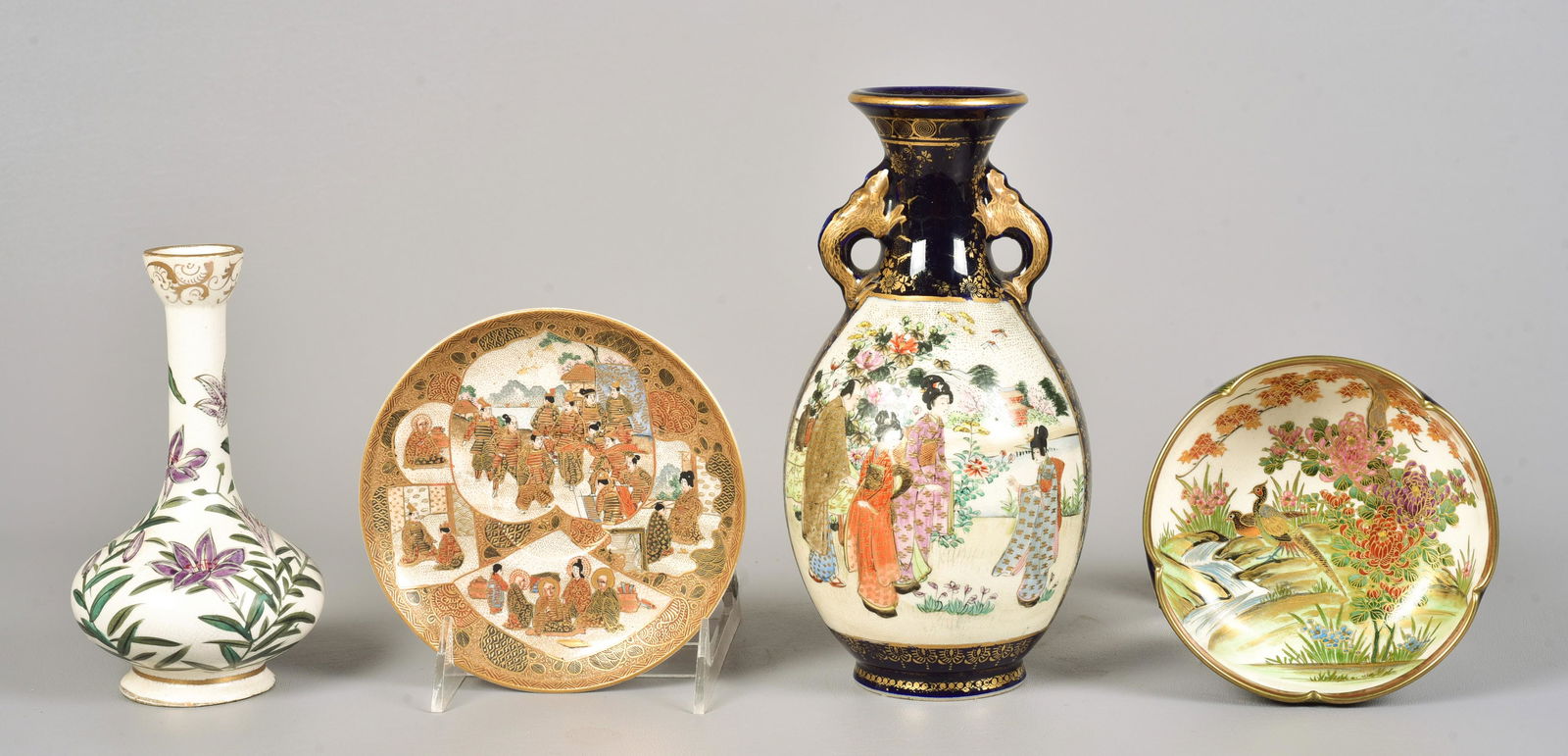 (4) Pcs Japanese Satsuma Pottery (1 of 2)