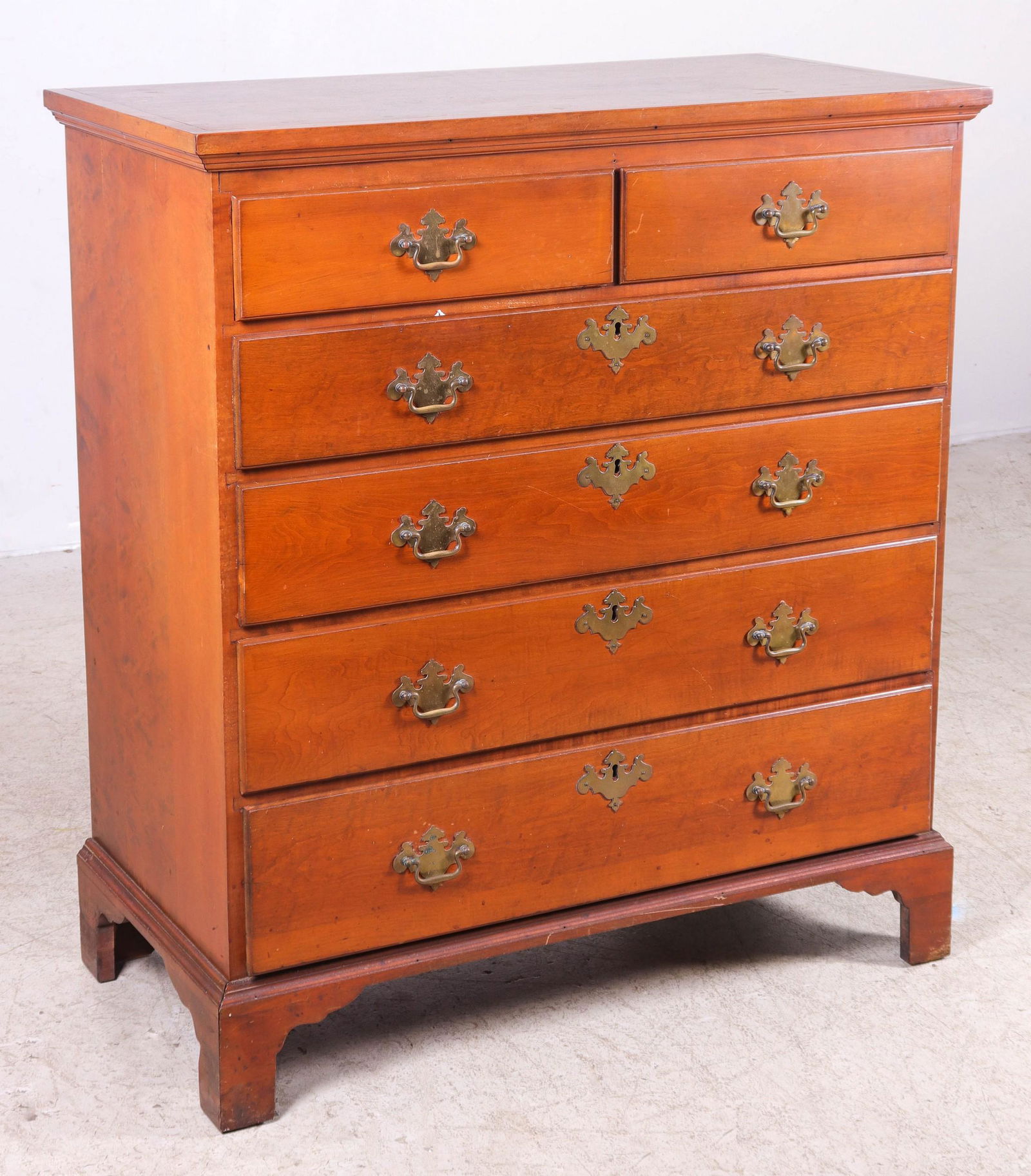2 over 4 Cherry Chippendale tall chest (1 of 4)