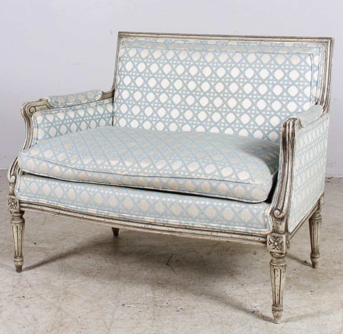 Louis XVI style upholstered settee (1 of 2)