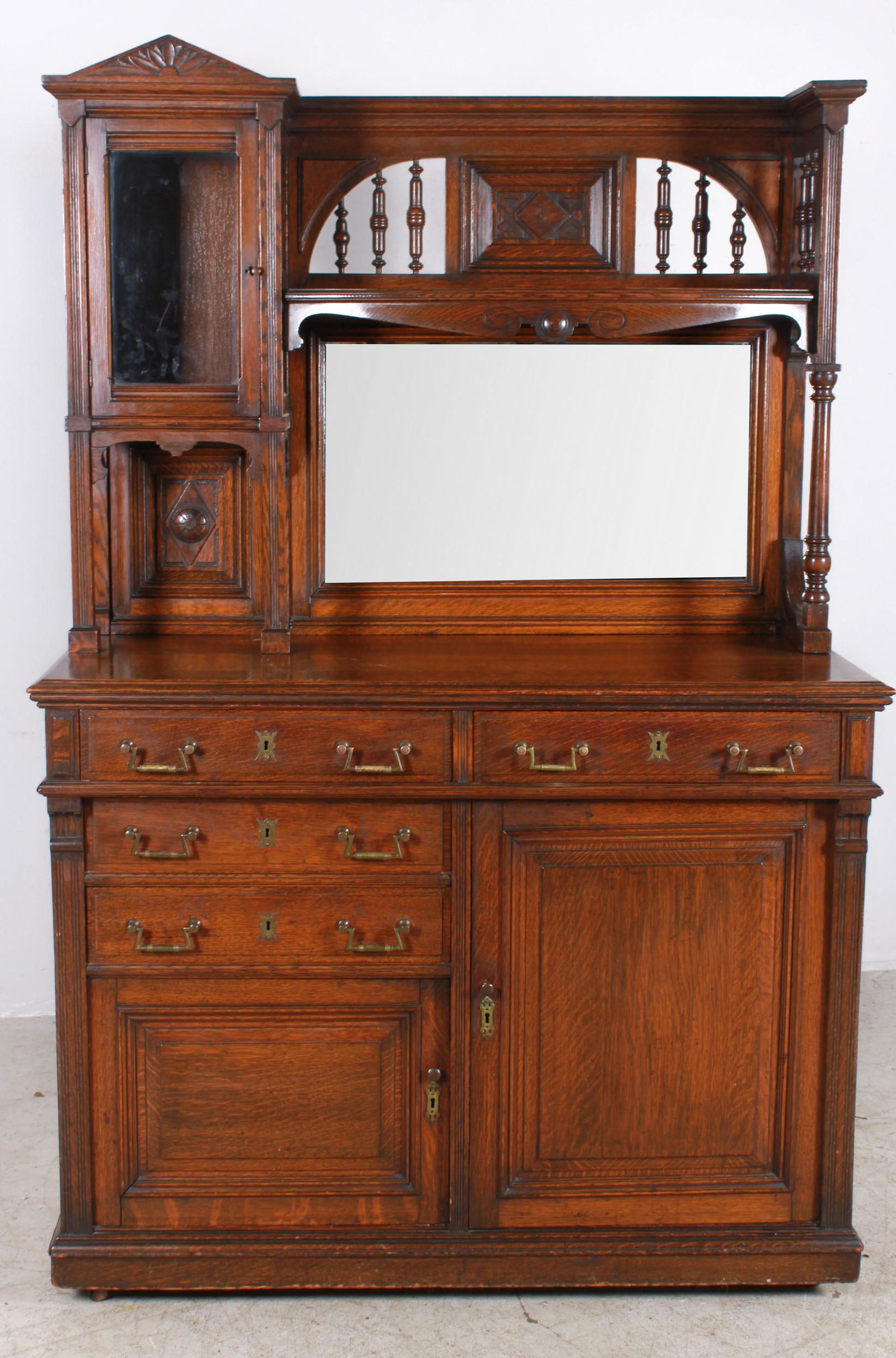 Victorian oak 2-pc sideboard (1 of 4)