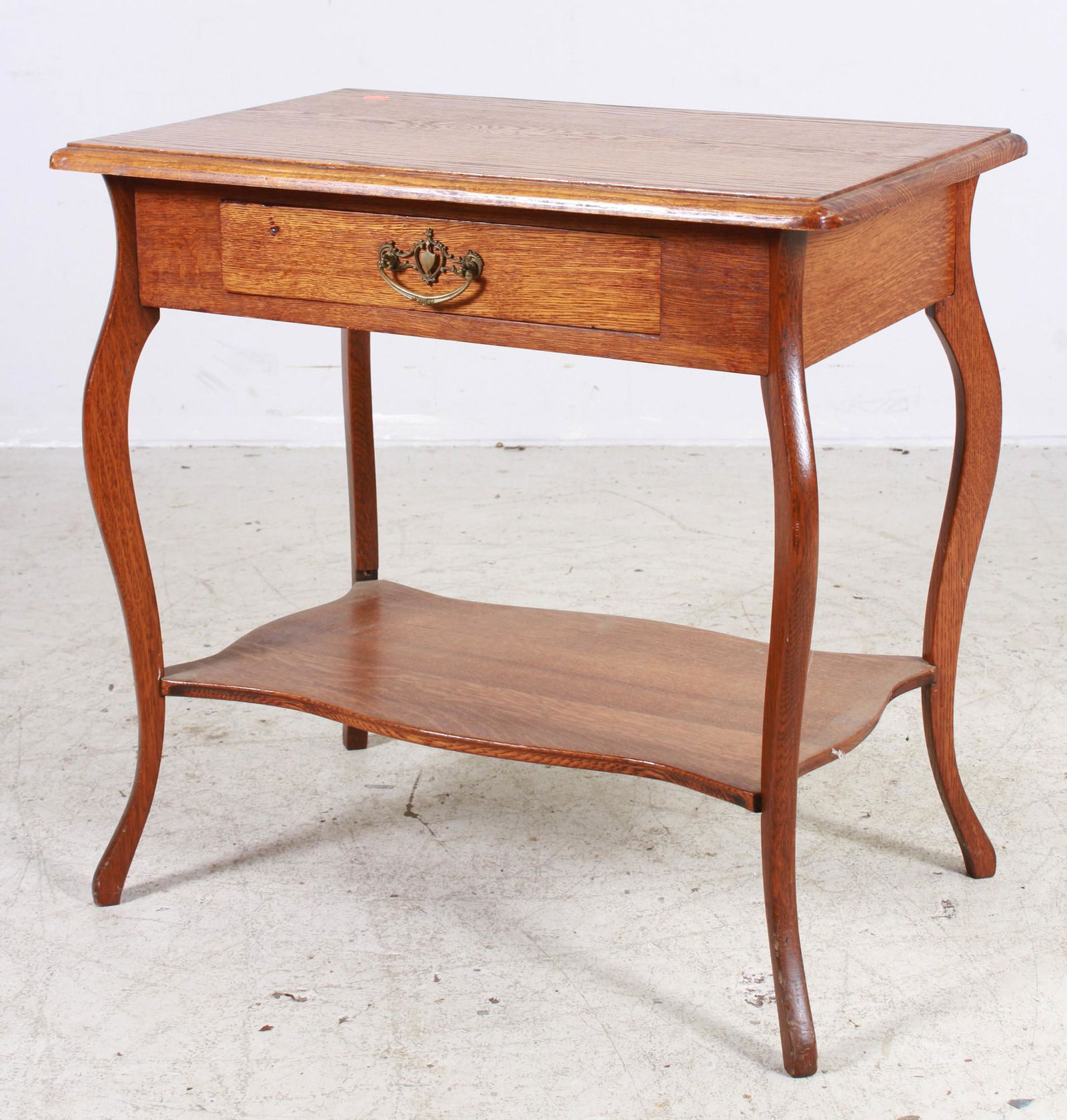 Oak Library Table with Drawer (1 of 5)