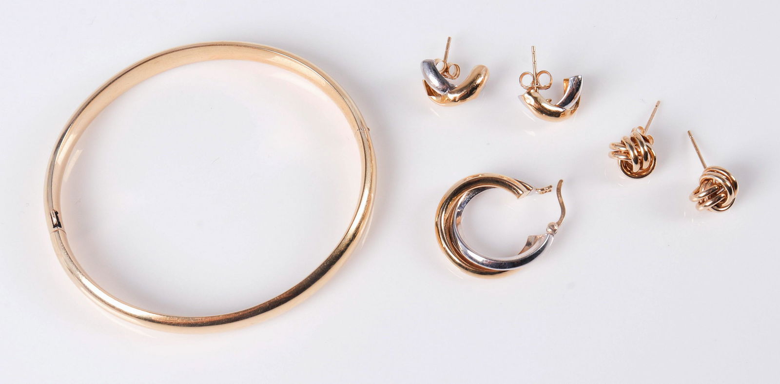 (2) Pairs of 14K Earrings and GF Bracelet (1 of 3)