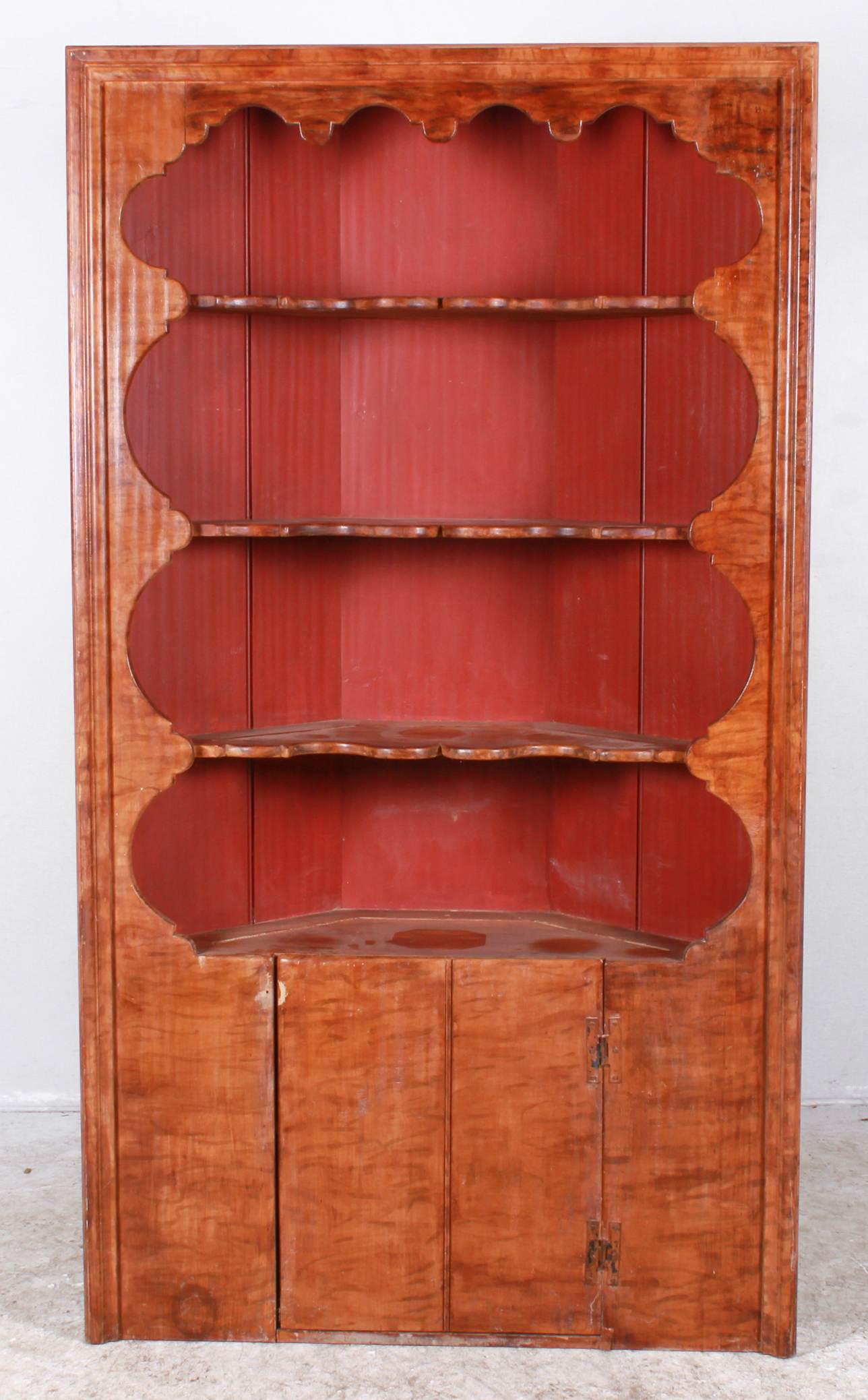 20th c paint decorated pine corner cupboard (1 of 6)
