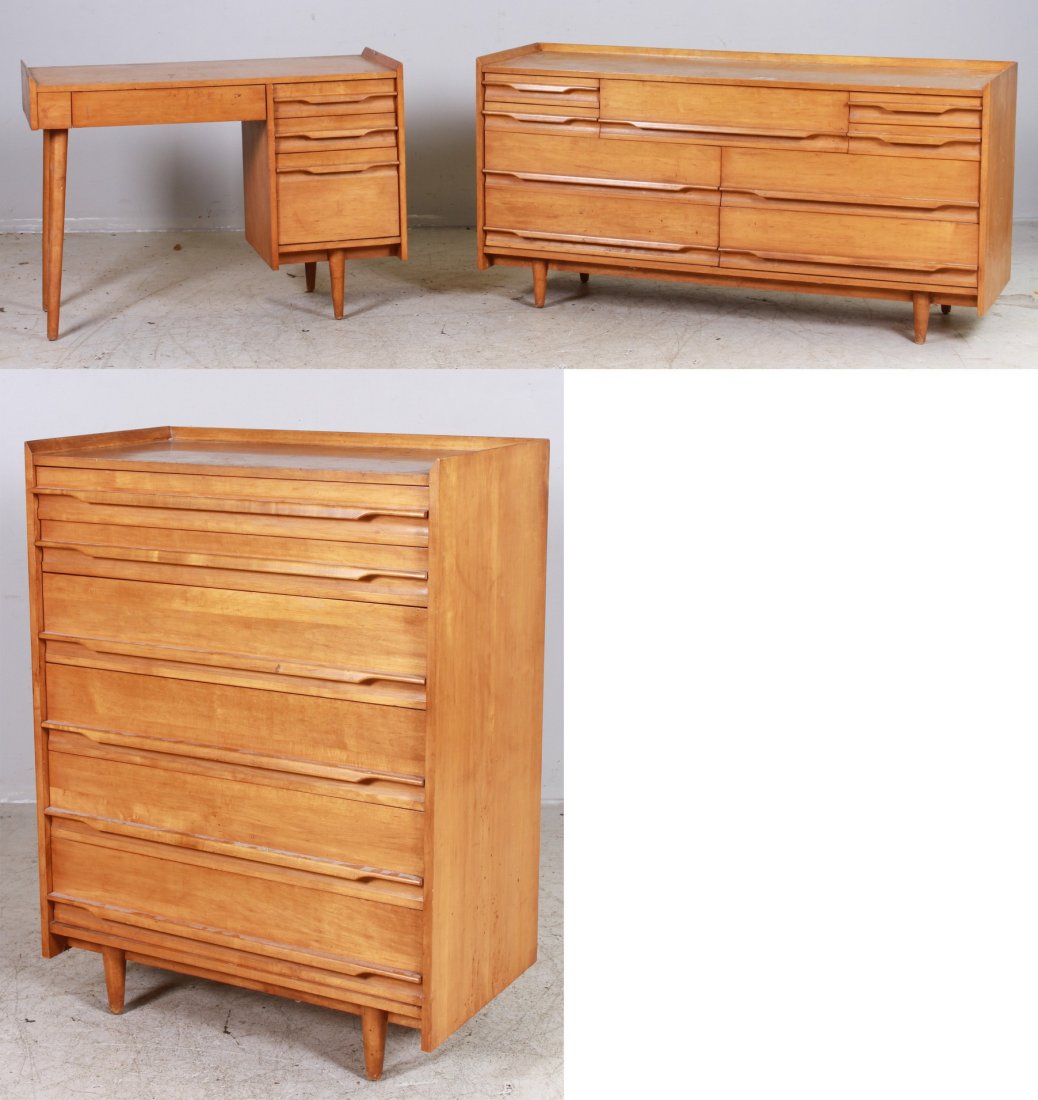 (3) pc Crawford maple Modern Design bedroom set (1 of 5)