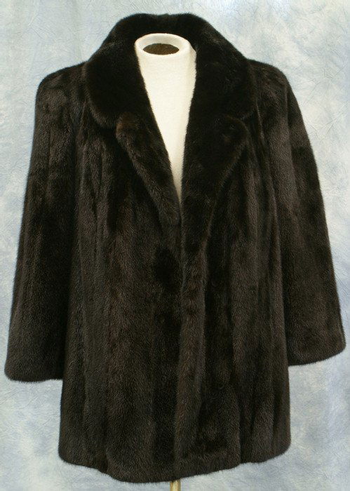 Black mink jacket, about size 12-14: Black mink jacket, about size 12-14