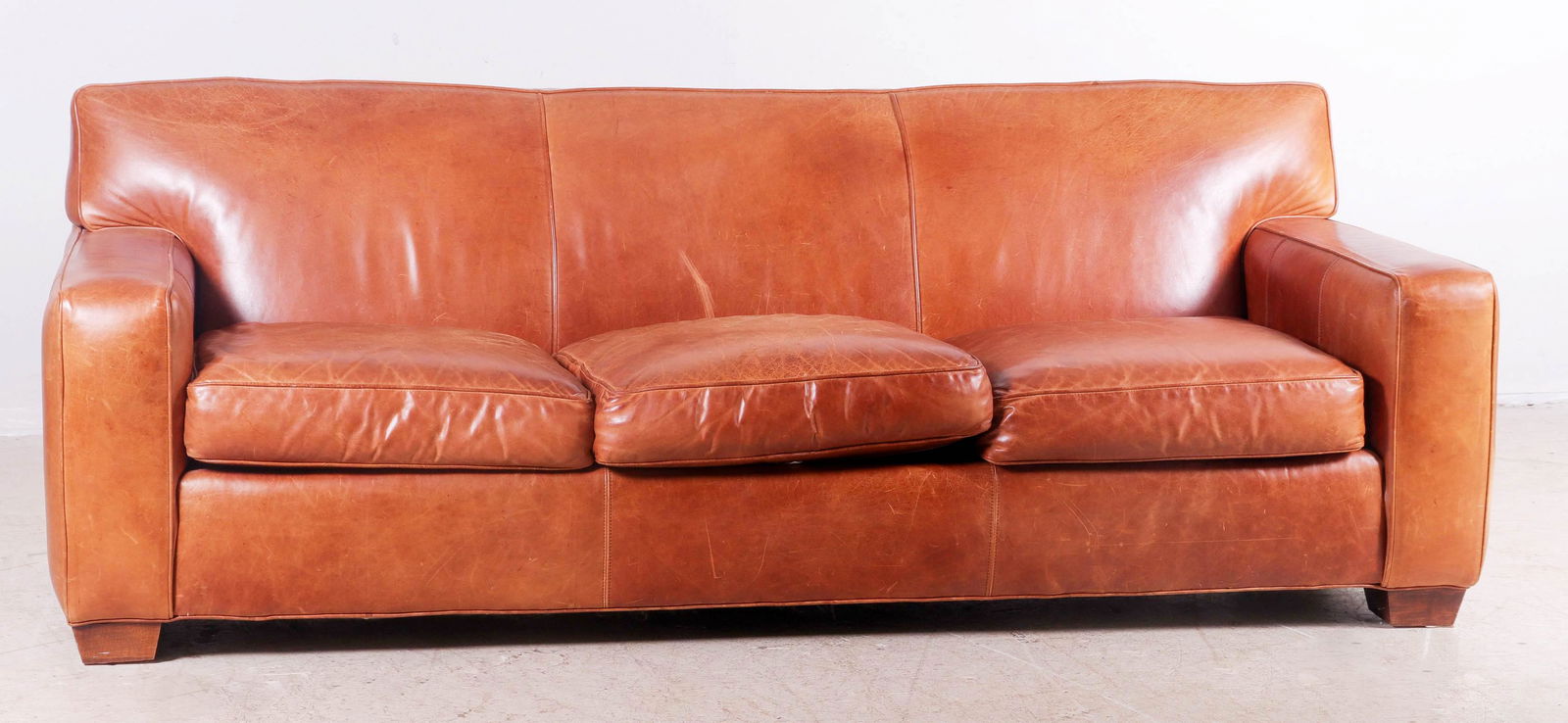 Crate and Barrel leather upholstered sofa (1 of 1)