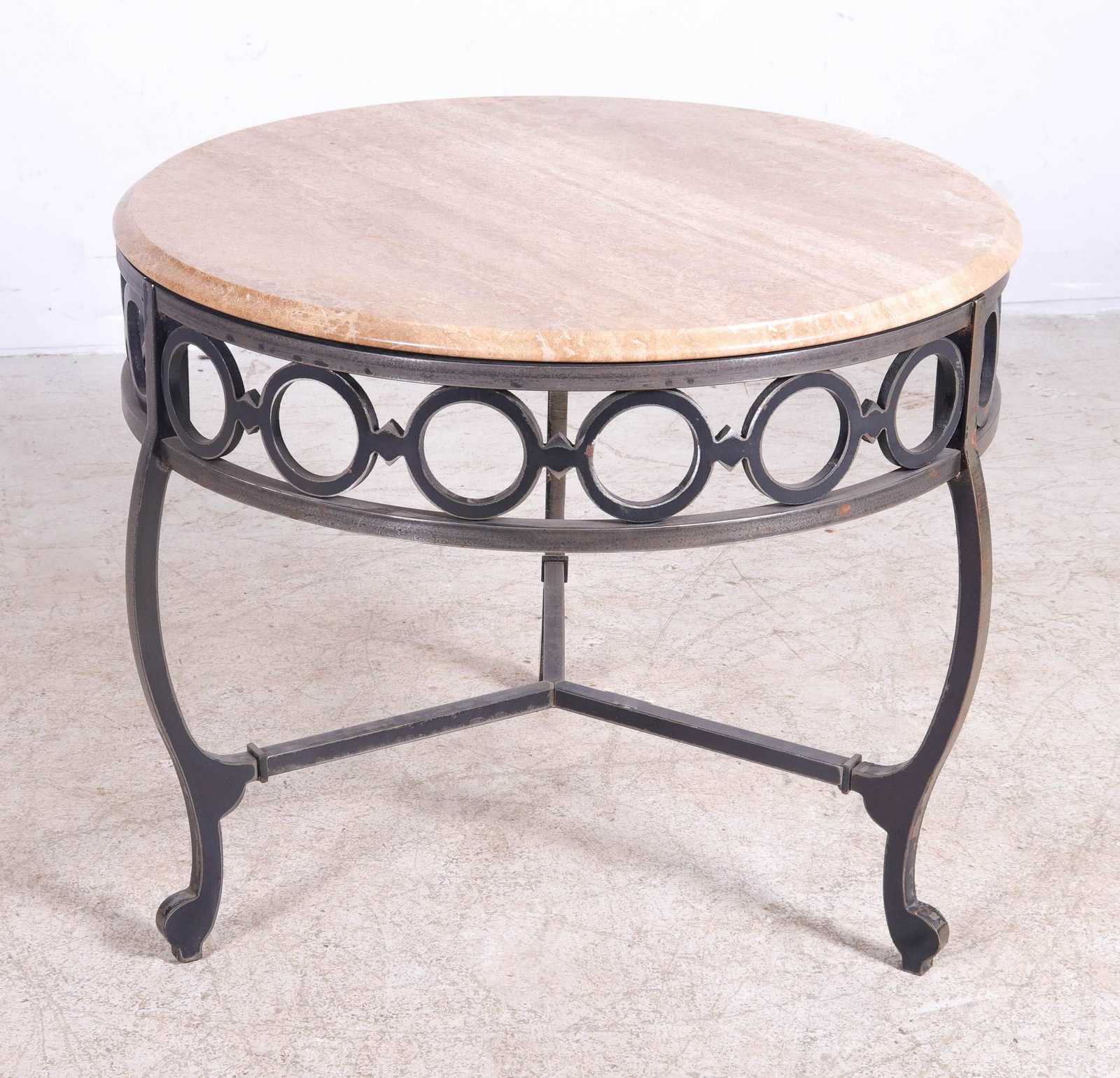 Contemporary marbletop and pierced iron side table (1 of 1)