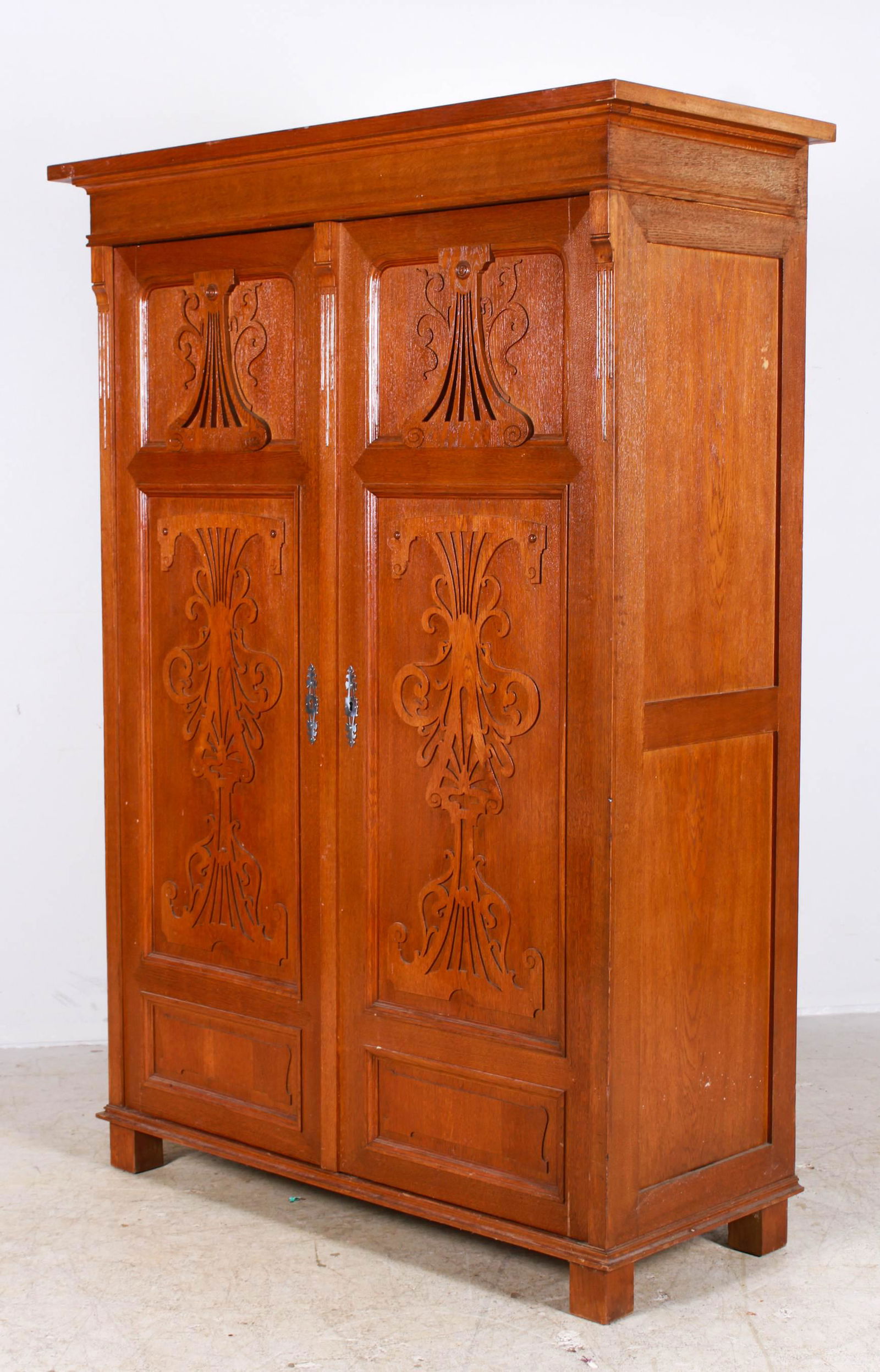 Victorian style carved walnut 2-door wardrobe (1 of 4)