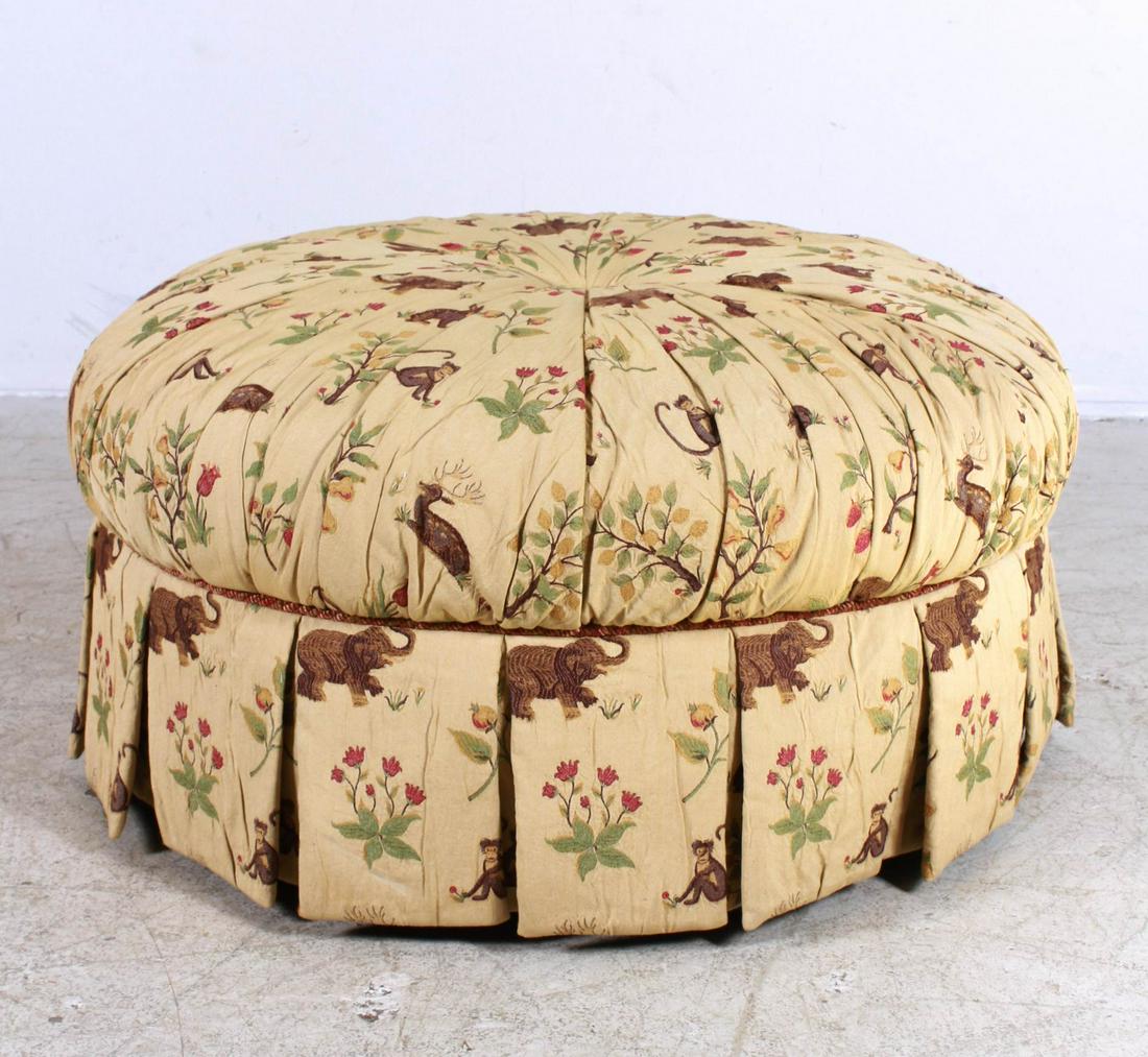 Stanford Furniture Co round tufted upholstered ottoman (1 of 5)