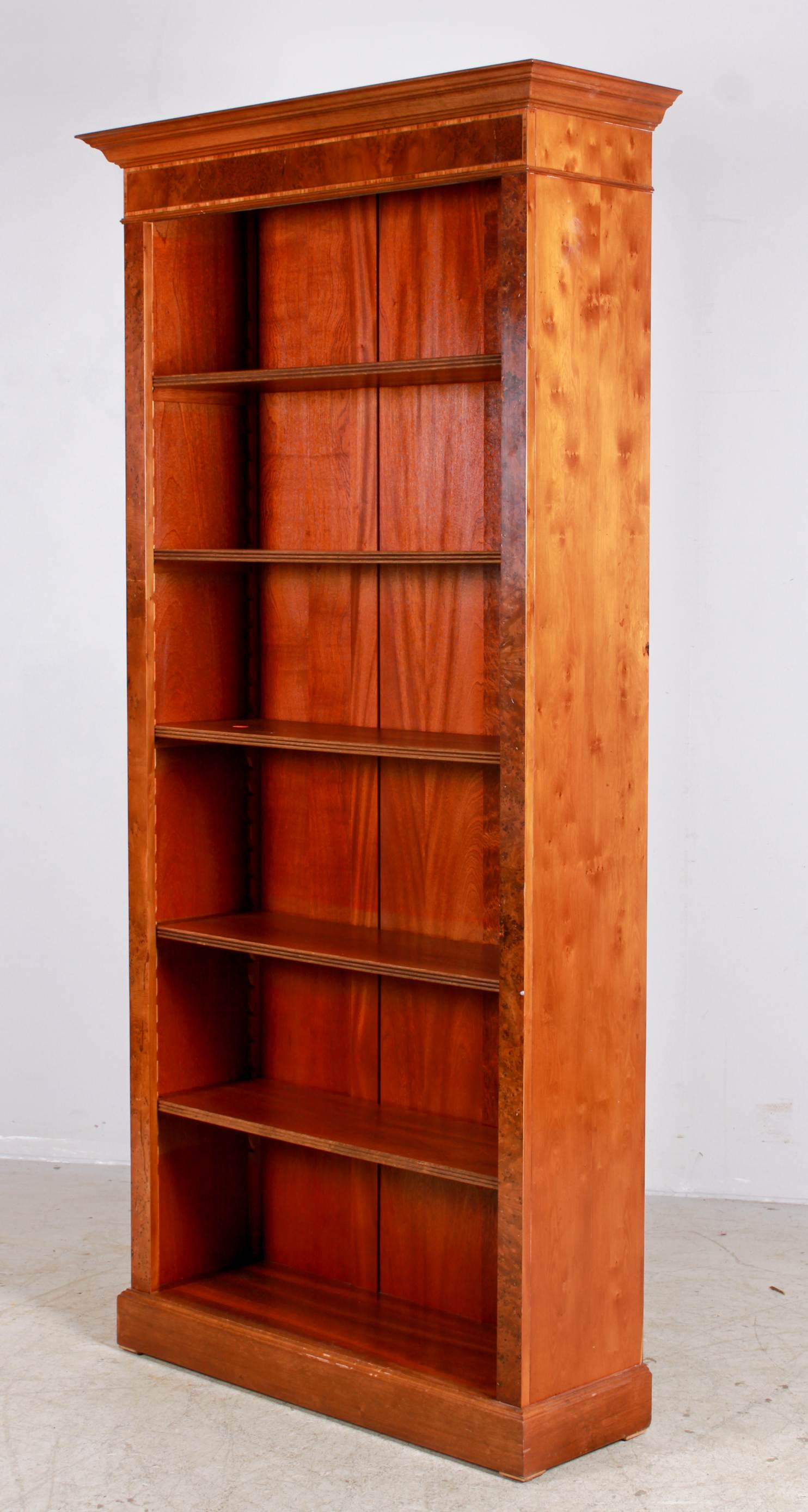 Burl and walnut open bookcase (1 of 3)