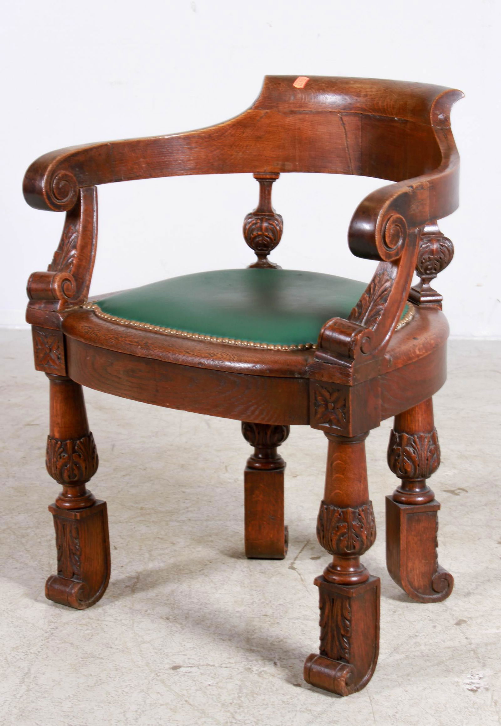 Renaissance style French oak office armchair (1 of 4)