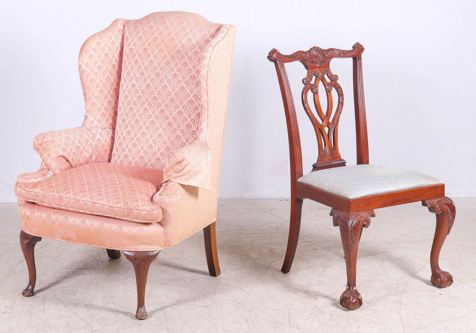 Council Chippendale style side chair, wing chair (1 of 3)