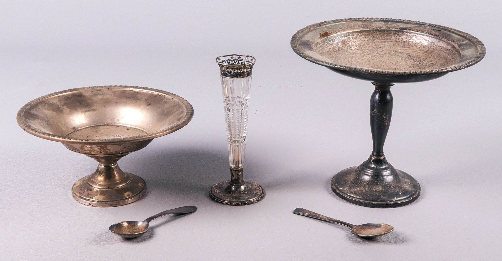 Sterling Weighted Compotes and Vase (1 of 1)