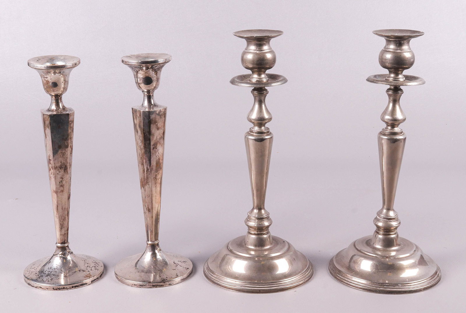 (2) Pair Sterling & Silver Plate Candlesticks (1 of 1)