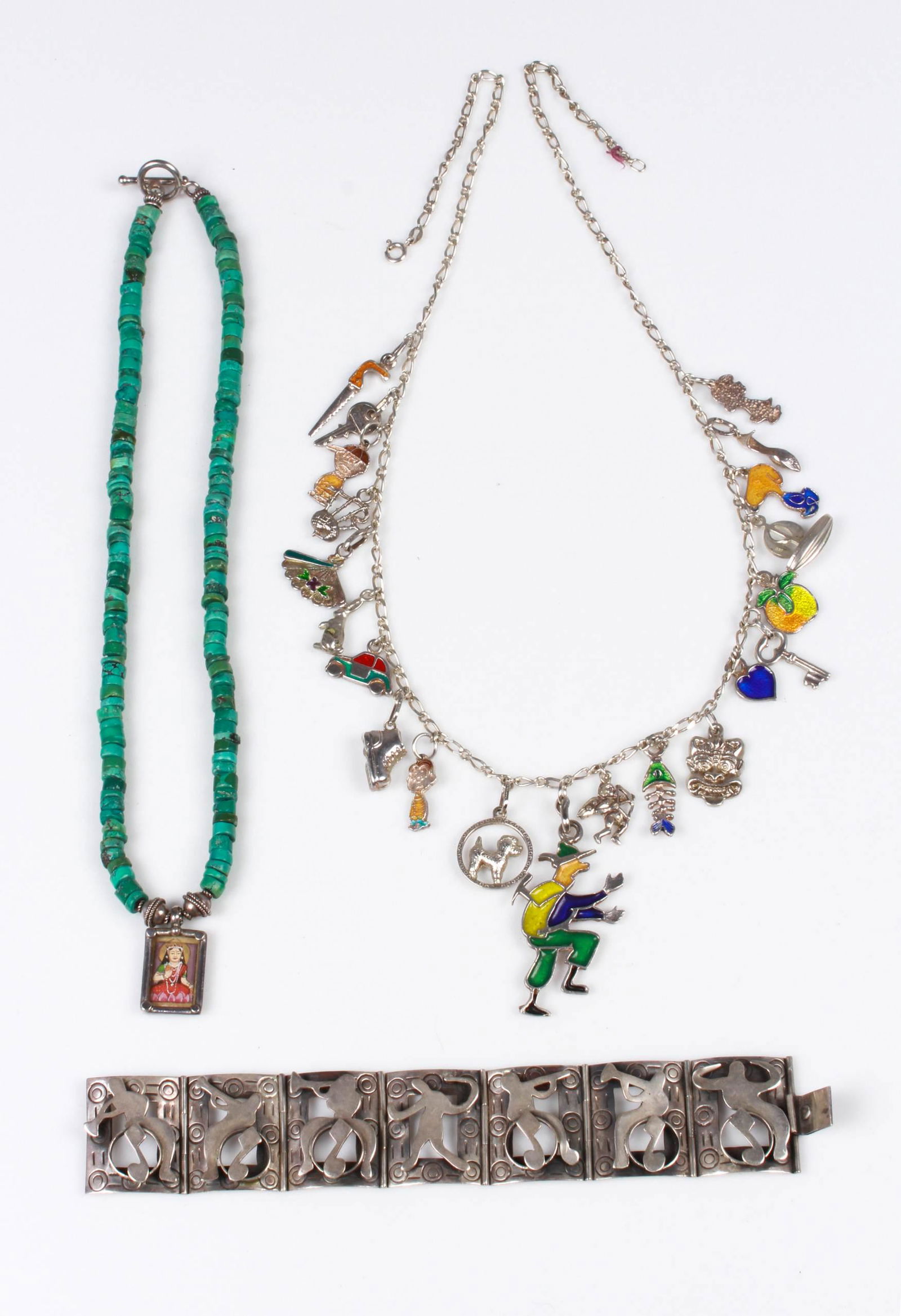 (3) Sterling silver Jewelry, Charm Necklace (1 of 9)