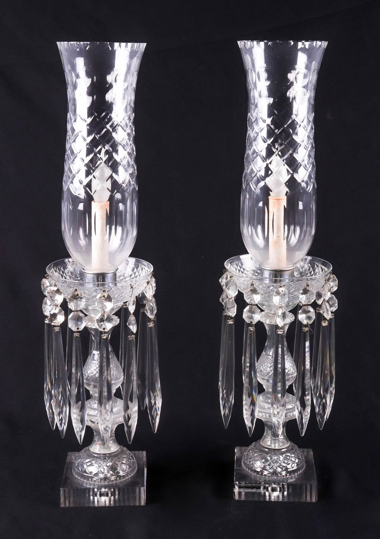Pair of Cut Glass Candle Lamps (1 of 3)