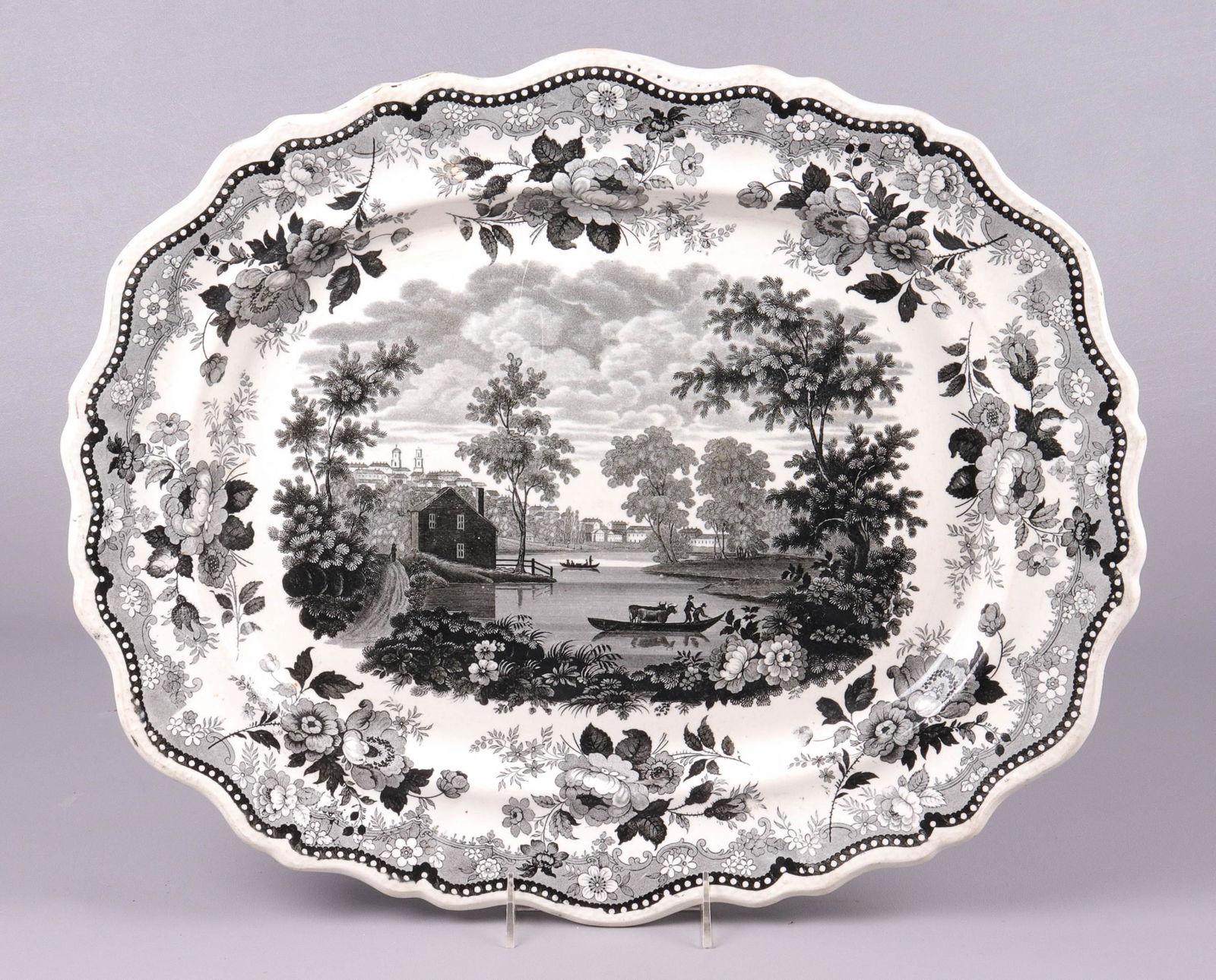 Historical Staffordshire Transfer Platter Albany NY (1 of 2)