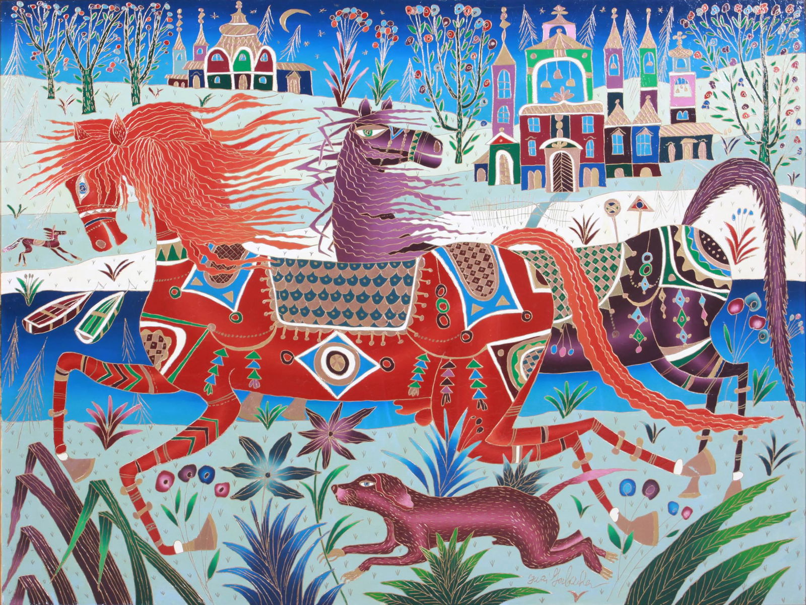 Yuri Gorbachev Painting "Two Running Horses" (1 of 4)