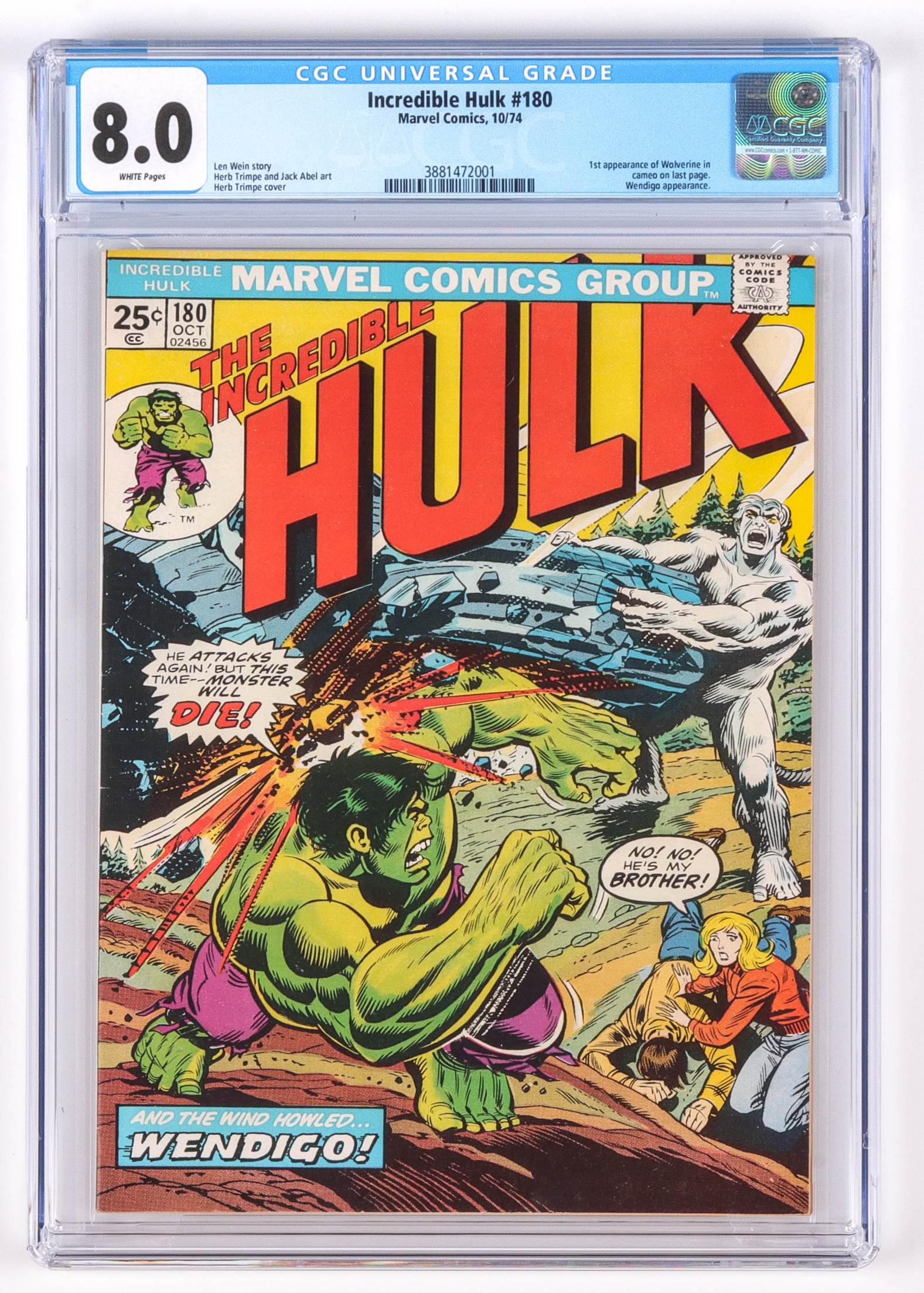 CGC 8.0 Incredible Hulk No 180, Cameo Wolverine (1 of 4)