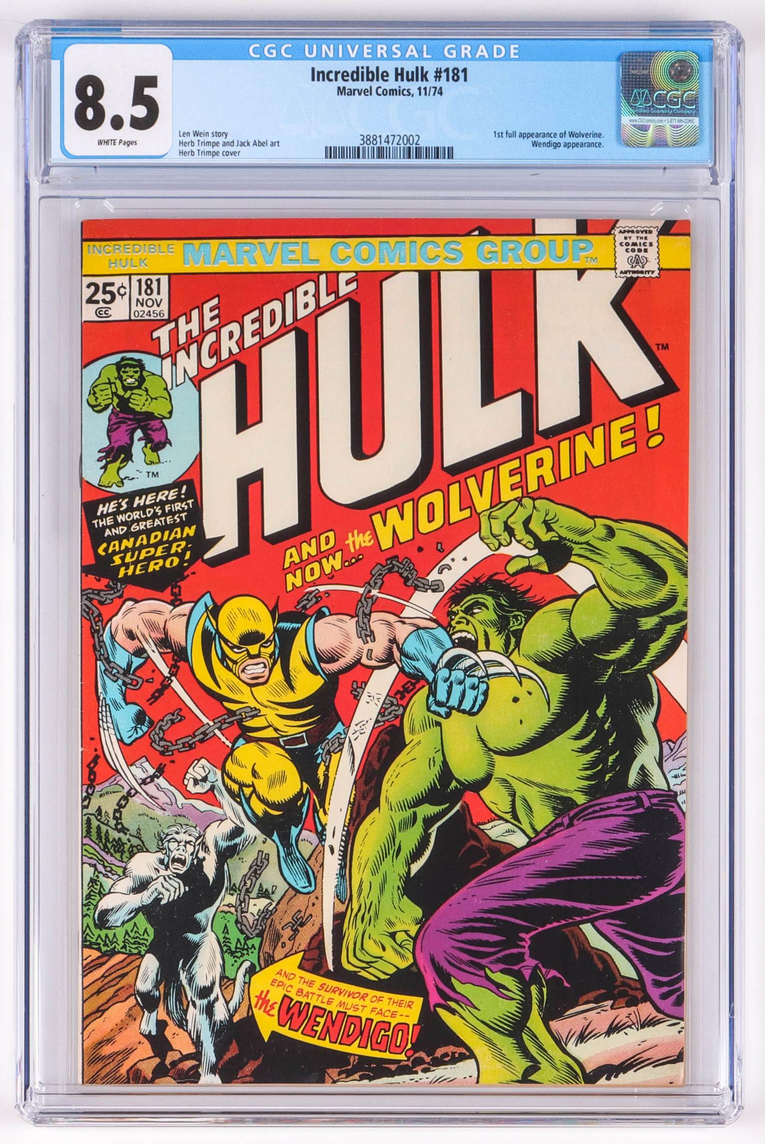 CGC 8.5 Incredible Hulk No 181, First Wolverine (1 of 4)