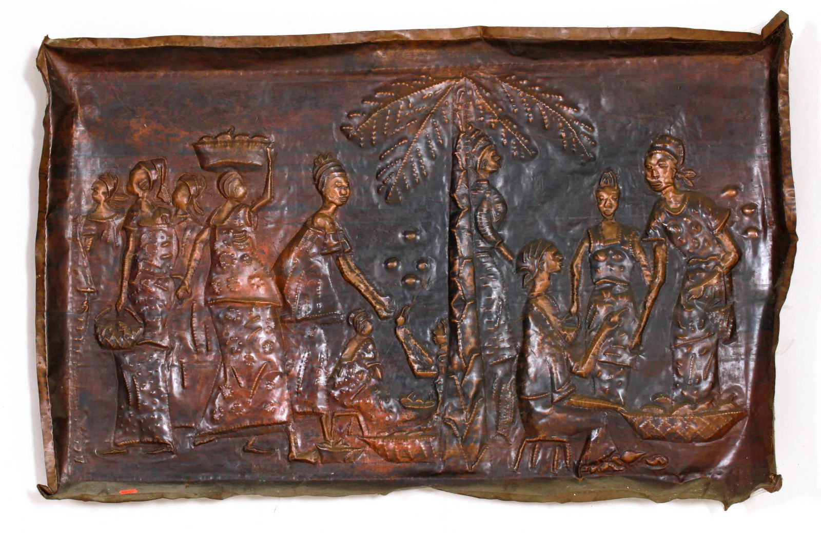 Embossed Copper African Scene Plaque (1 of 4)