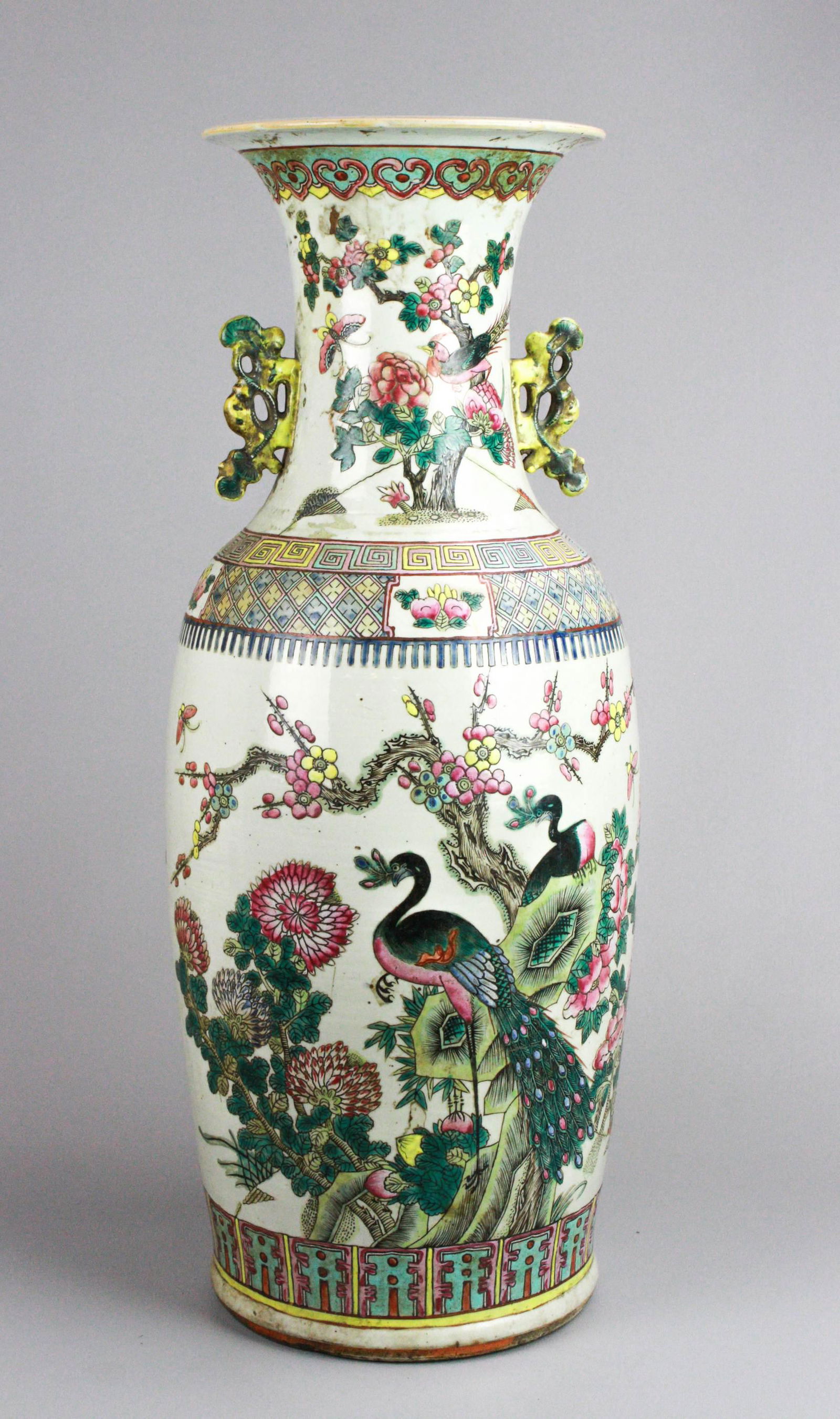 Chinese Export Peacock Vase (1 of 3)