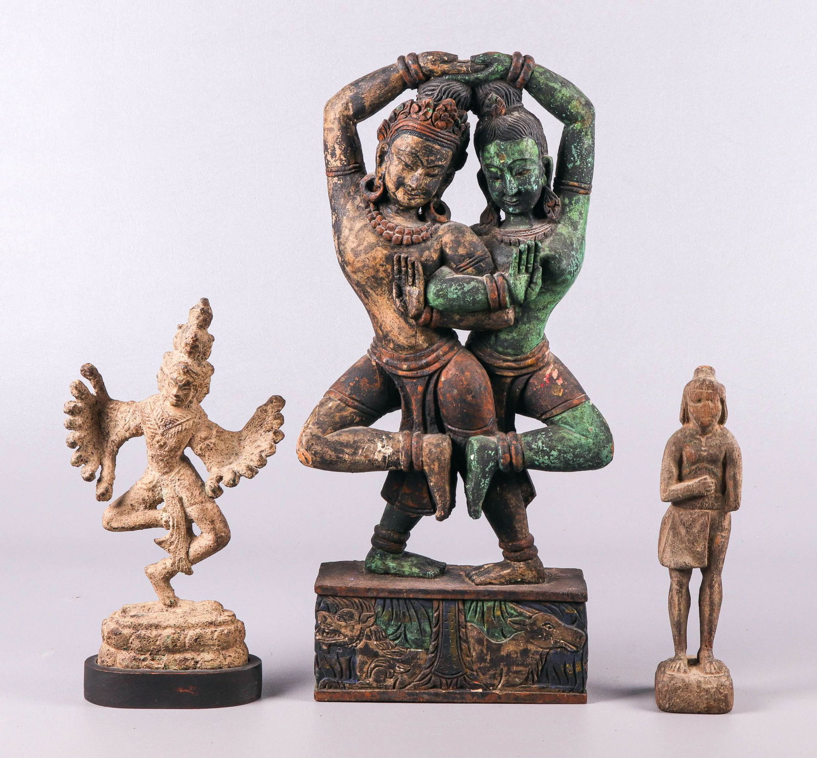 (3) Indian Wood and Pottery Figures (1 of 1)