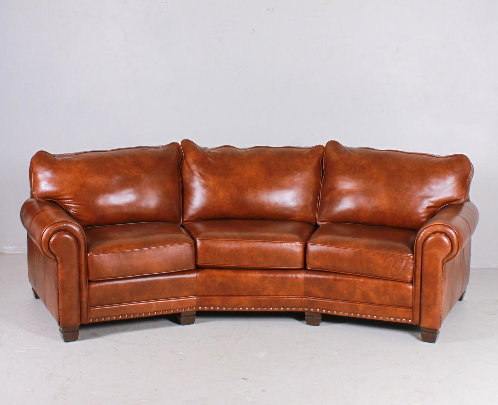Smith Brothers leather barrelback 3-seat sofa (1 of 4)