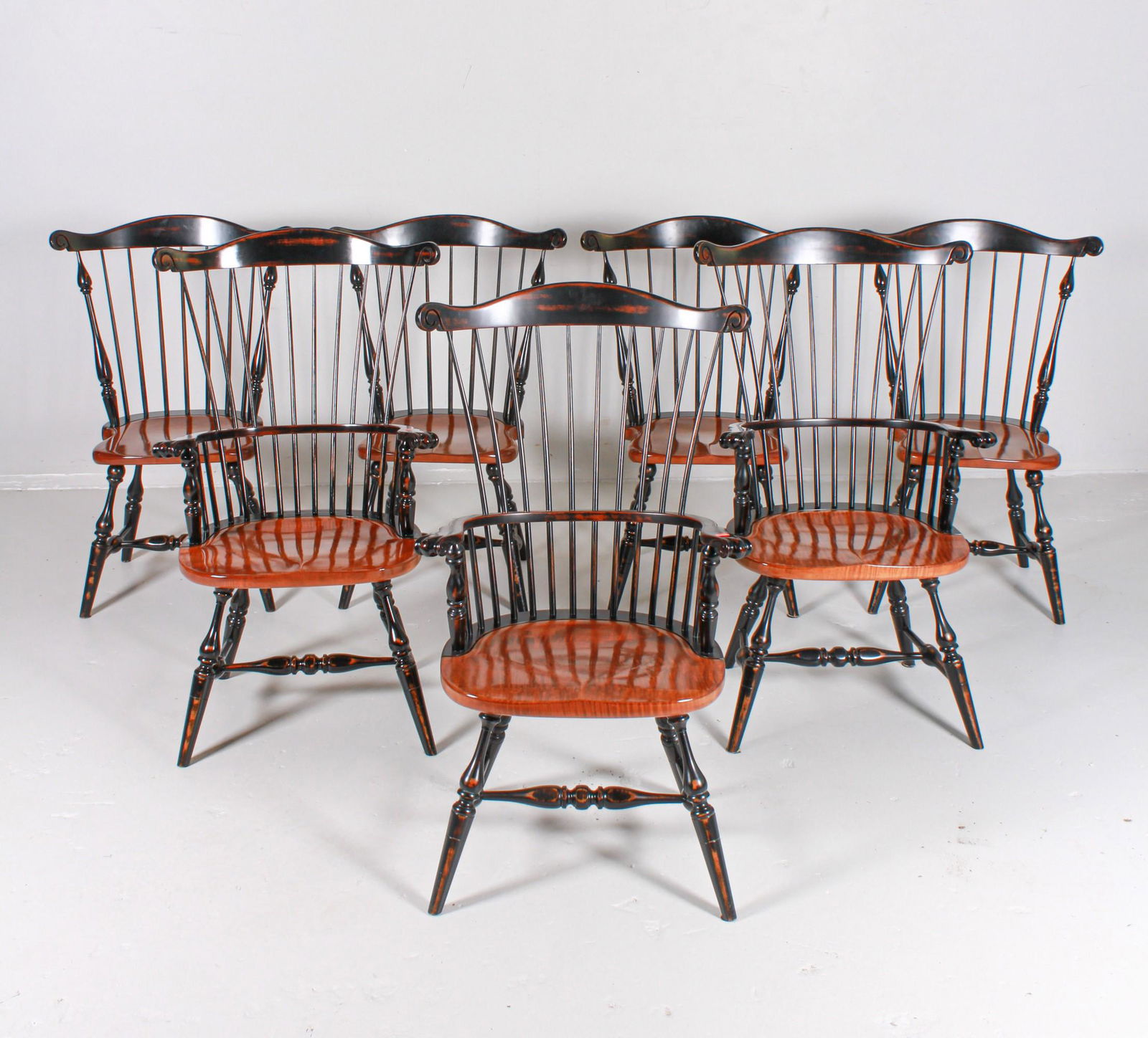 (7) Duckloe ebonized and tiger maple Windsor style (1 of 4)