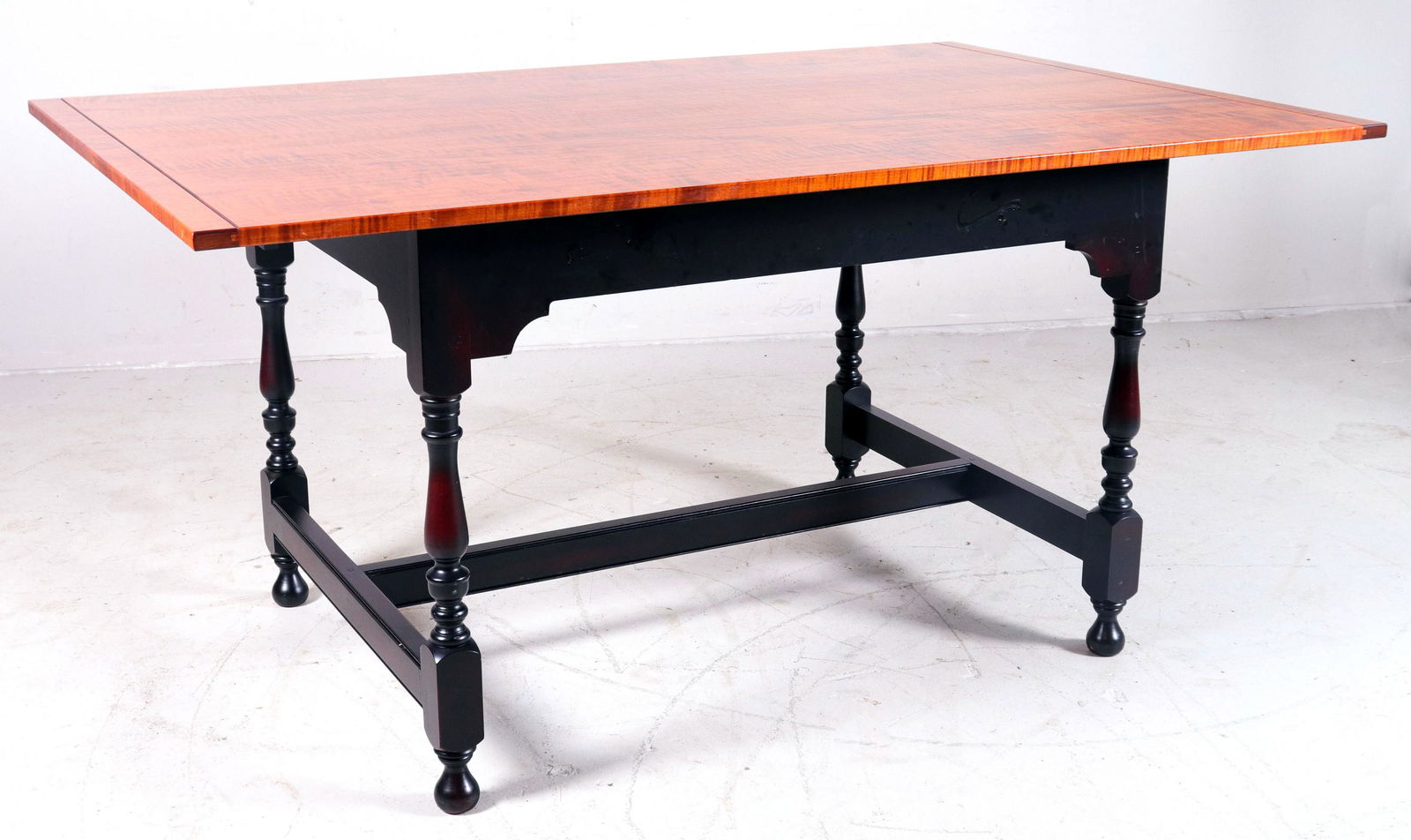 JL Treharn 18th c style figured maple farm table (1 of 6)