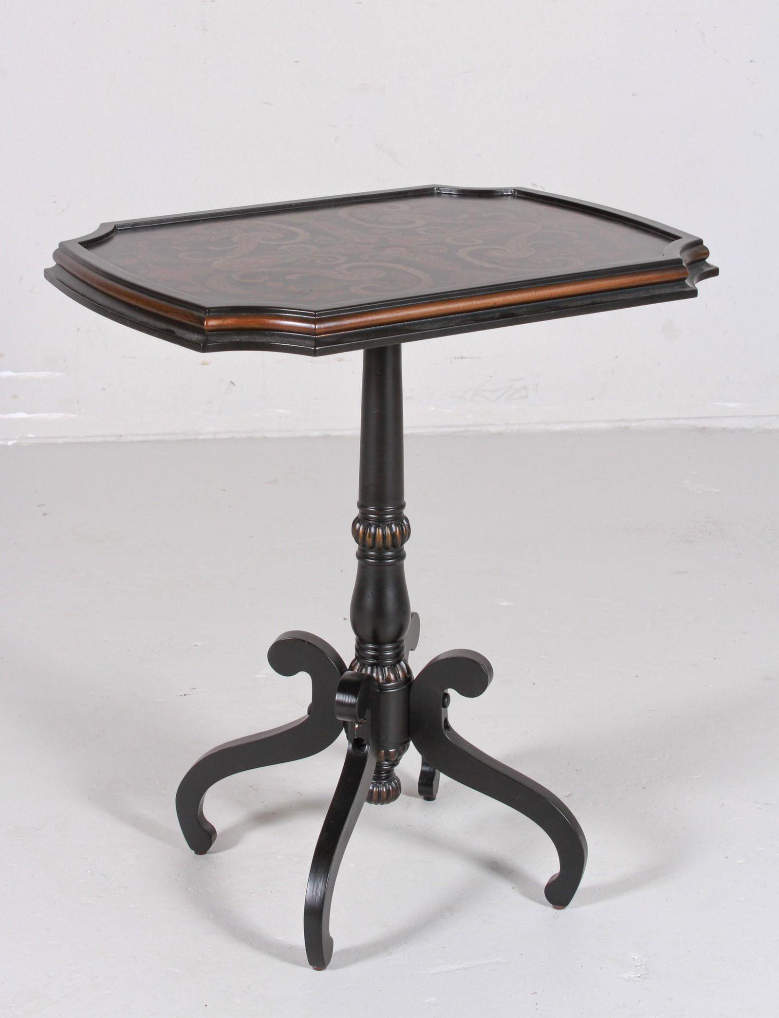 Full House Ebonized and paint decorated tea table (1 of 2)