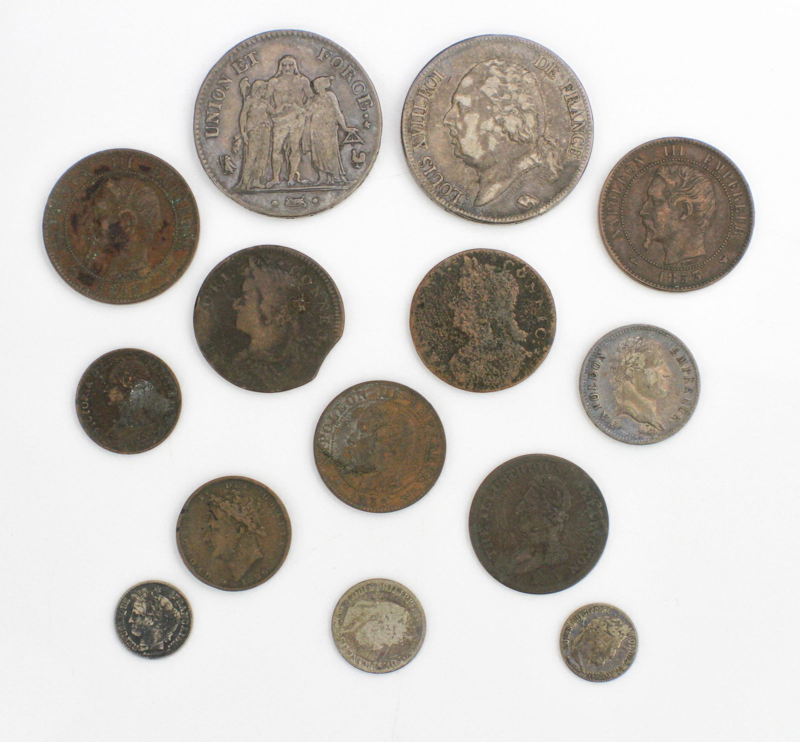 Lot of French Silver & Copper Coins (1 of 2)