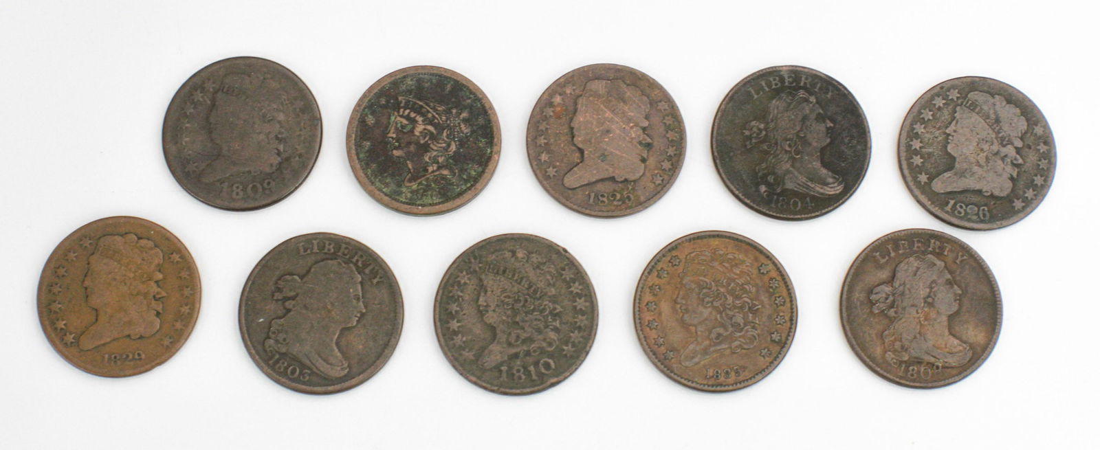 (10) Pcs US Half Cents (1 of 2)