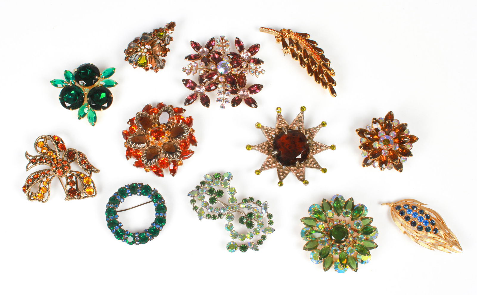 (12) Pc Vintage Rhinestone Brooches (1 of 8)