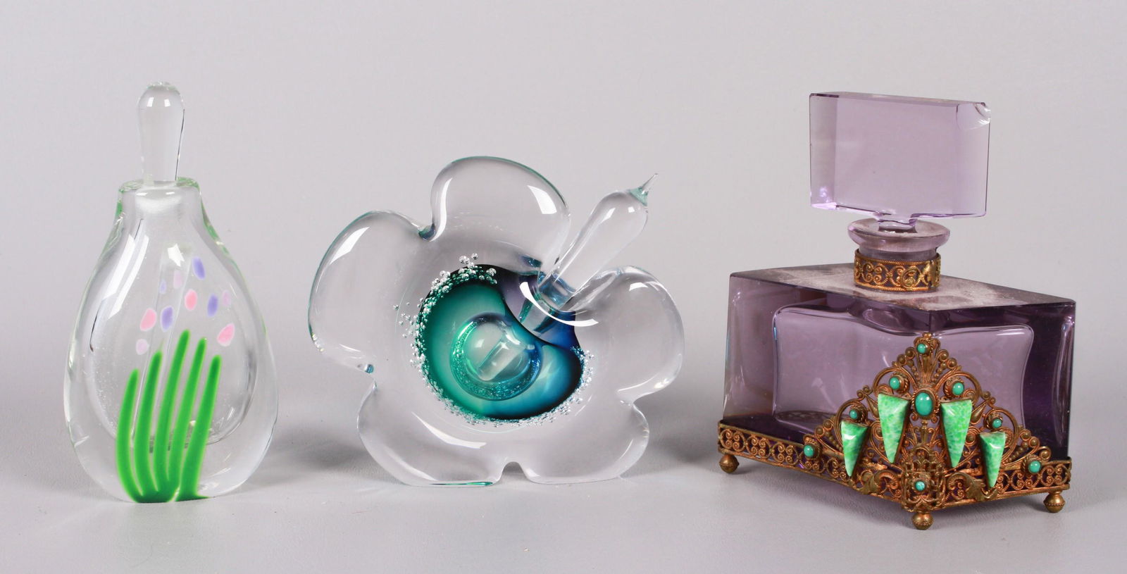 (3) Crystal Perfume Bottles (1 of 5)