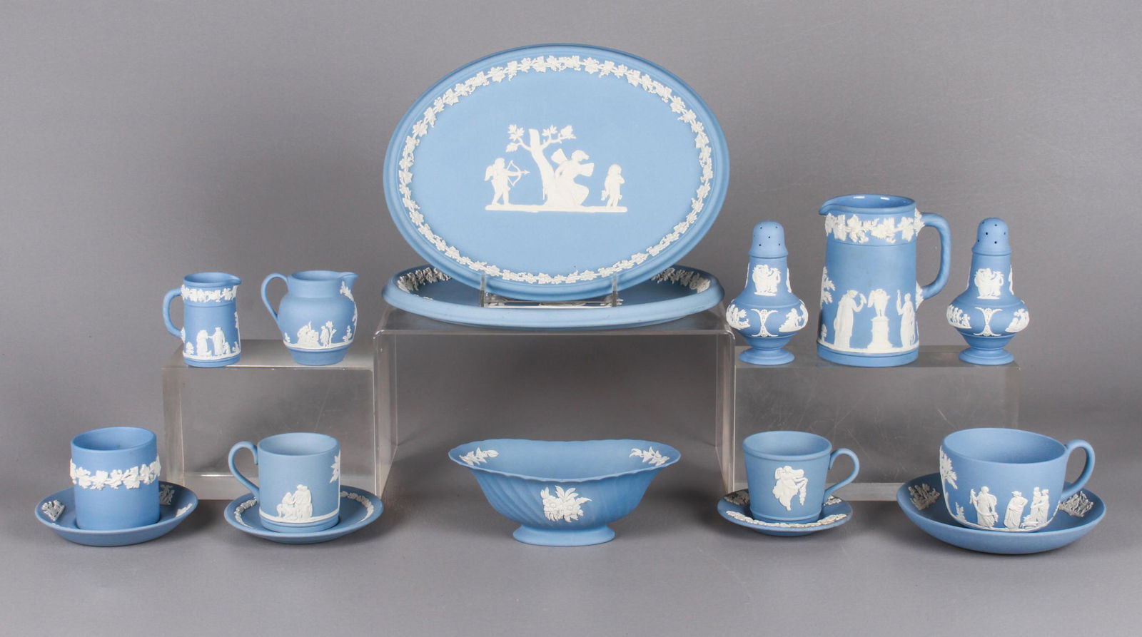 (16) Pcs Wedgwood White on Blue Jasperware (1 of 2)