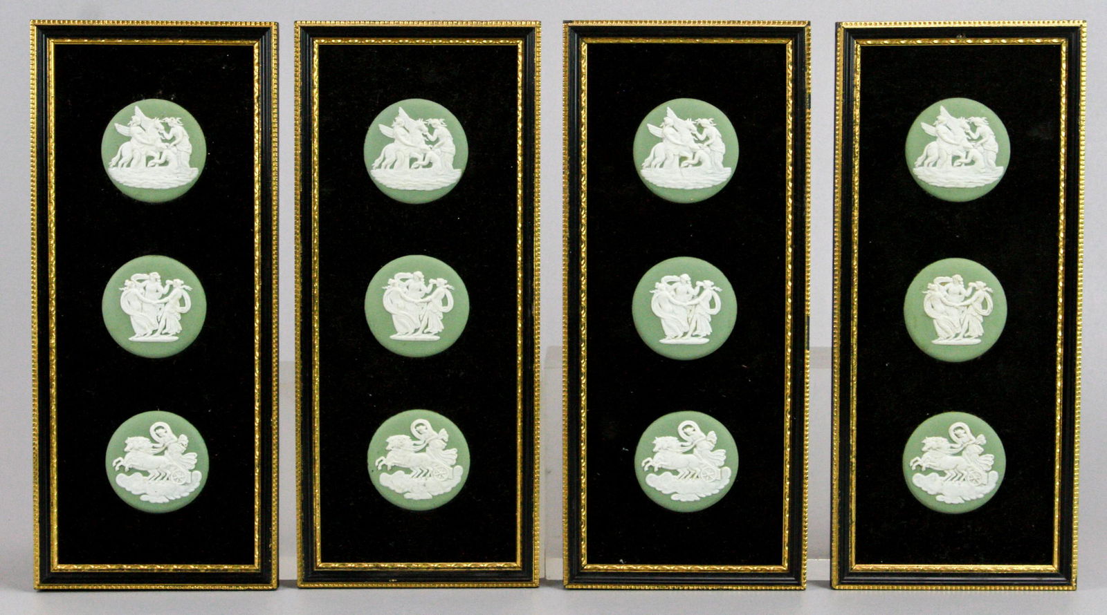 (4) Wedgwood Green Jasperware Framed Medallions (1 of 4)