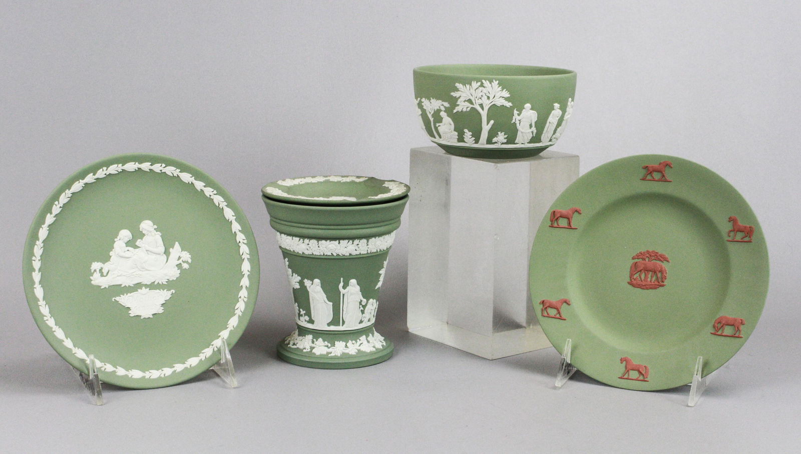 (5) Pcs Wedgwood Green Jasperware (1 of 3)